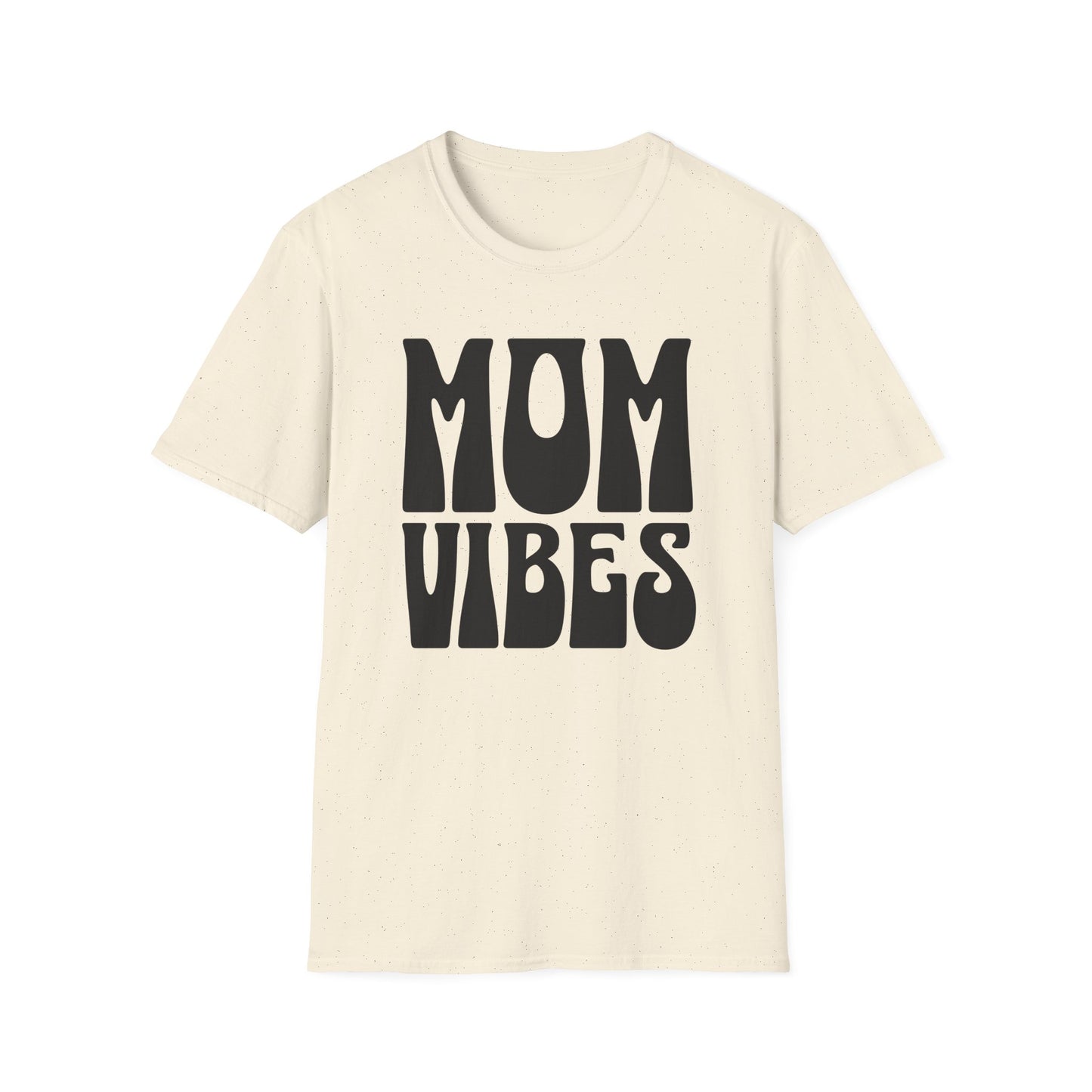 Graphic T-Shirt with Bold, Retro Text Declaring Mom Vibes.