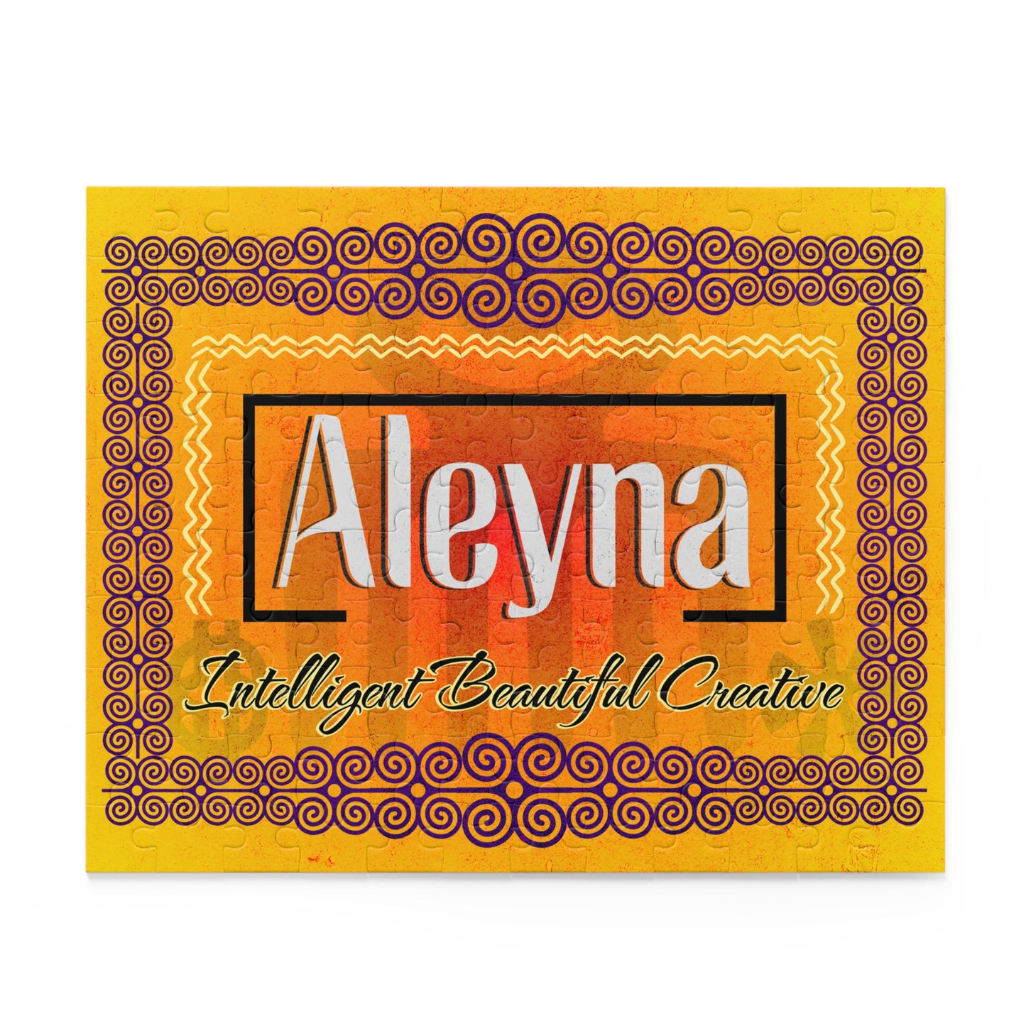 Personalized Custom Name Jigsaw Puzzle Adorned with Beautiful African Adinkra symbols.
