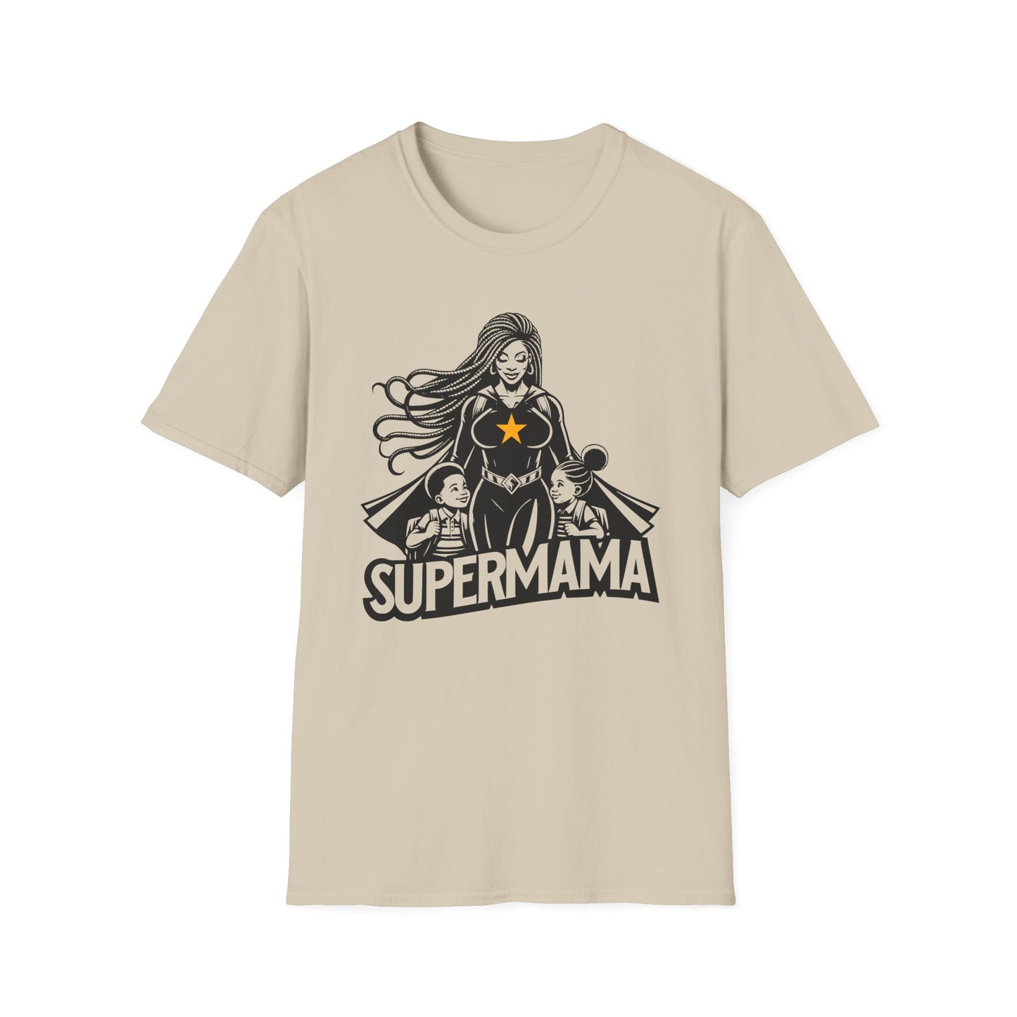 Cool Graphic T-shirt Showing a Strong Black Supermom Taking Her Kids to School
