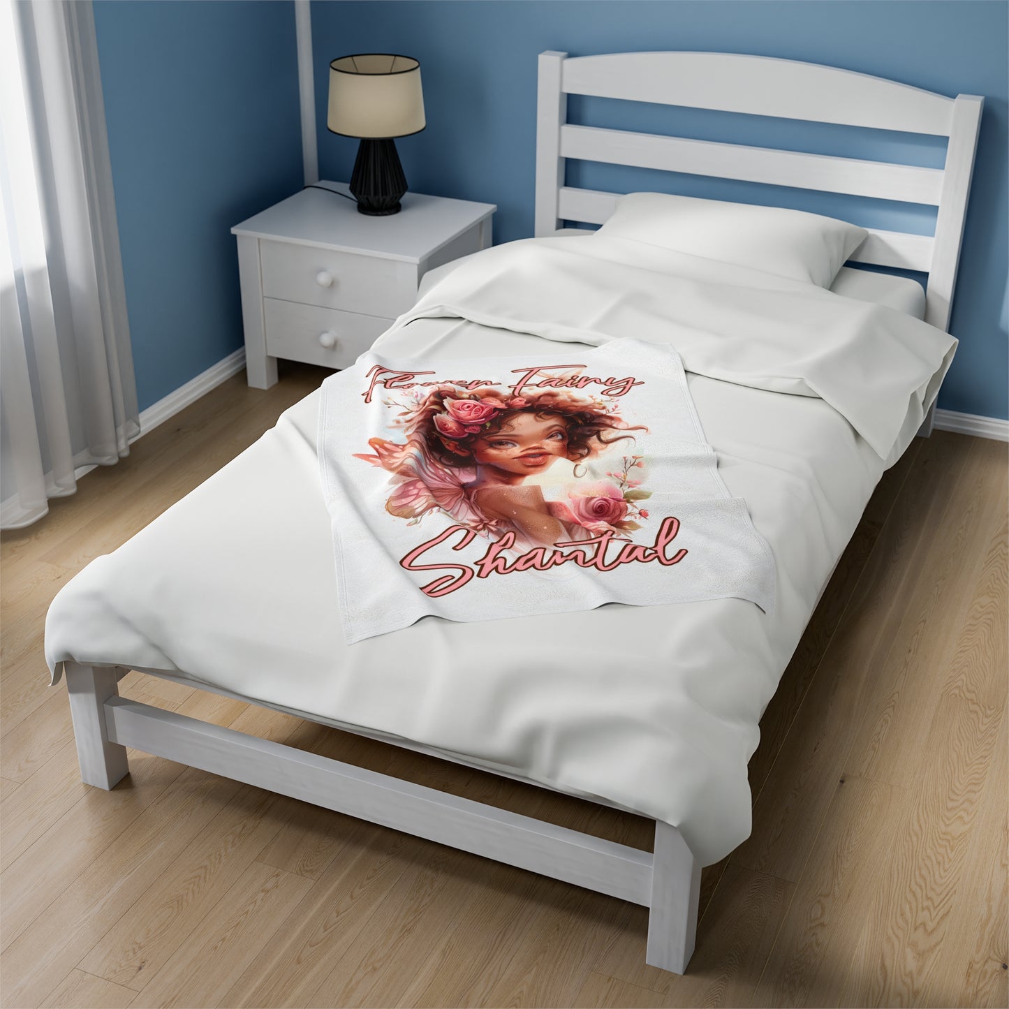 Personalized, Velveteen Microfiber, Flower Fairy Blanket for Our Brown Skinned Beauties
