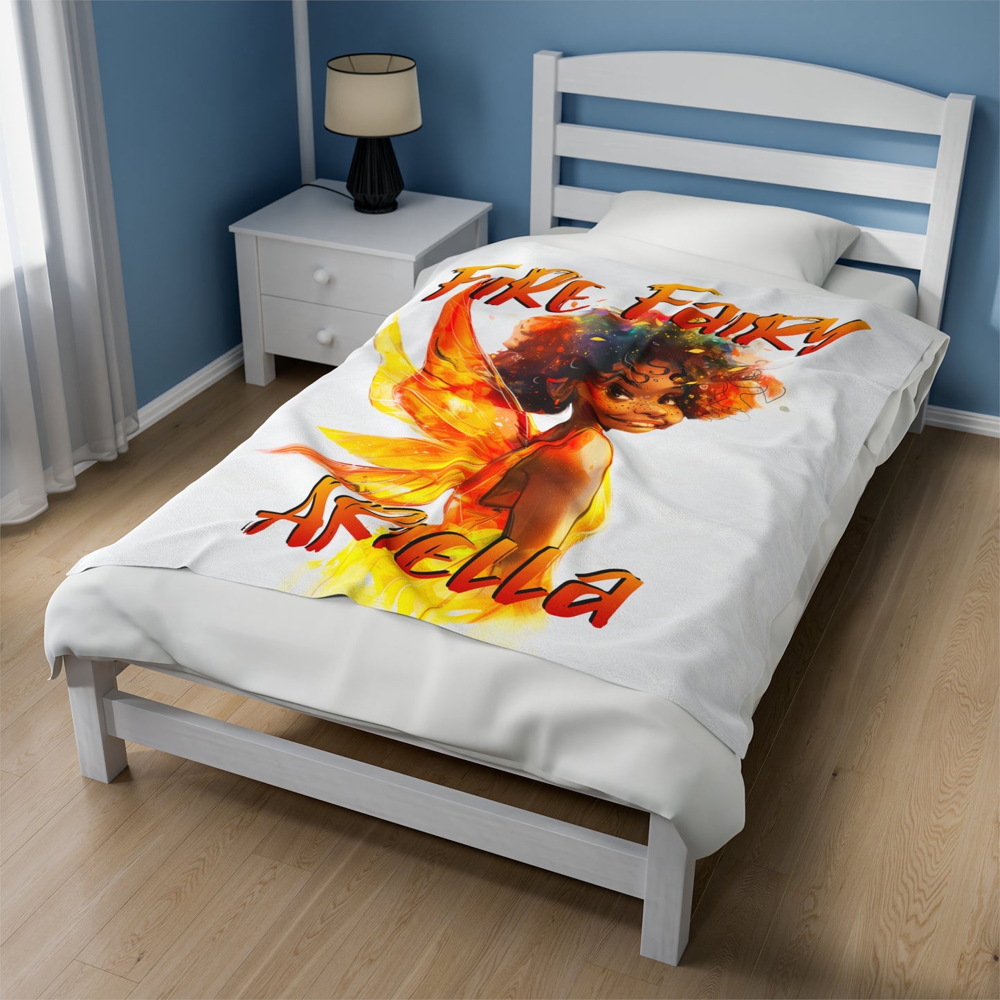 Personalized, Velveteen Microfiber, Fire Fairy Blanket for Our Brown Skinned Beauties