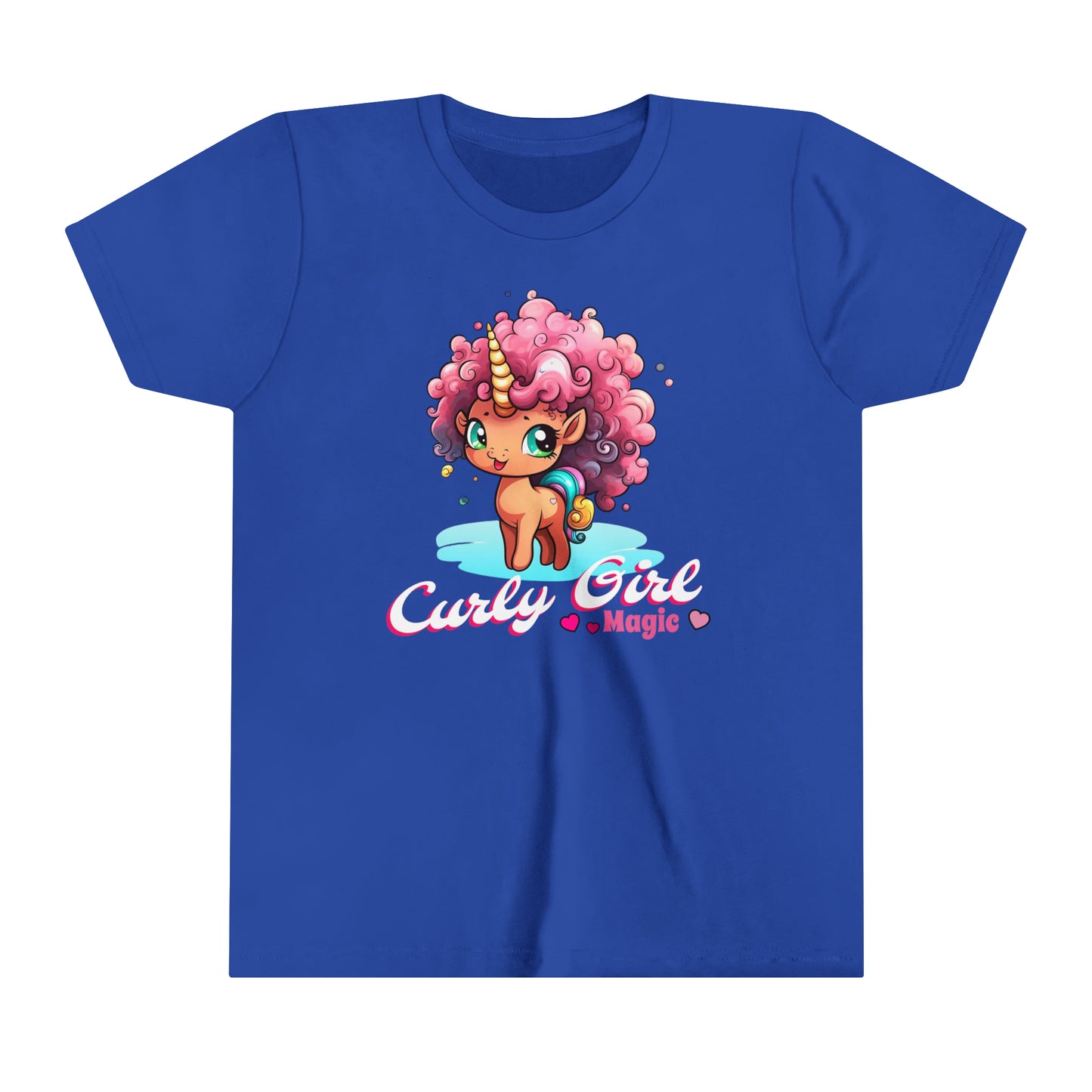 Curly Girl Magic Kids T-Shirt with a Super Cute Unicorn with Sweet Curly Hair