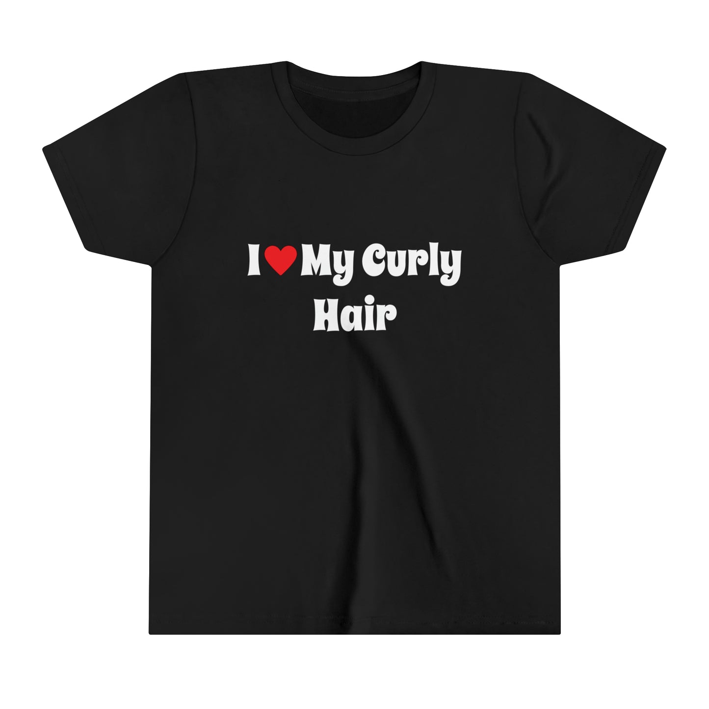 I Love My Curly Hair, Positive Affirmation Text T-Shirt for Kids