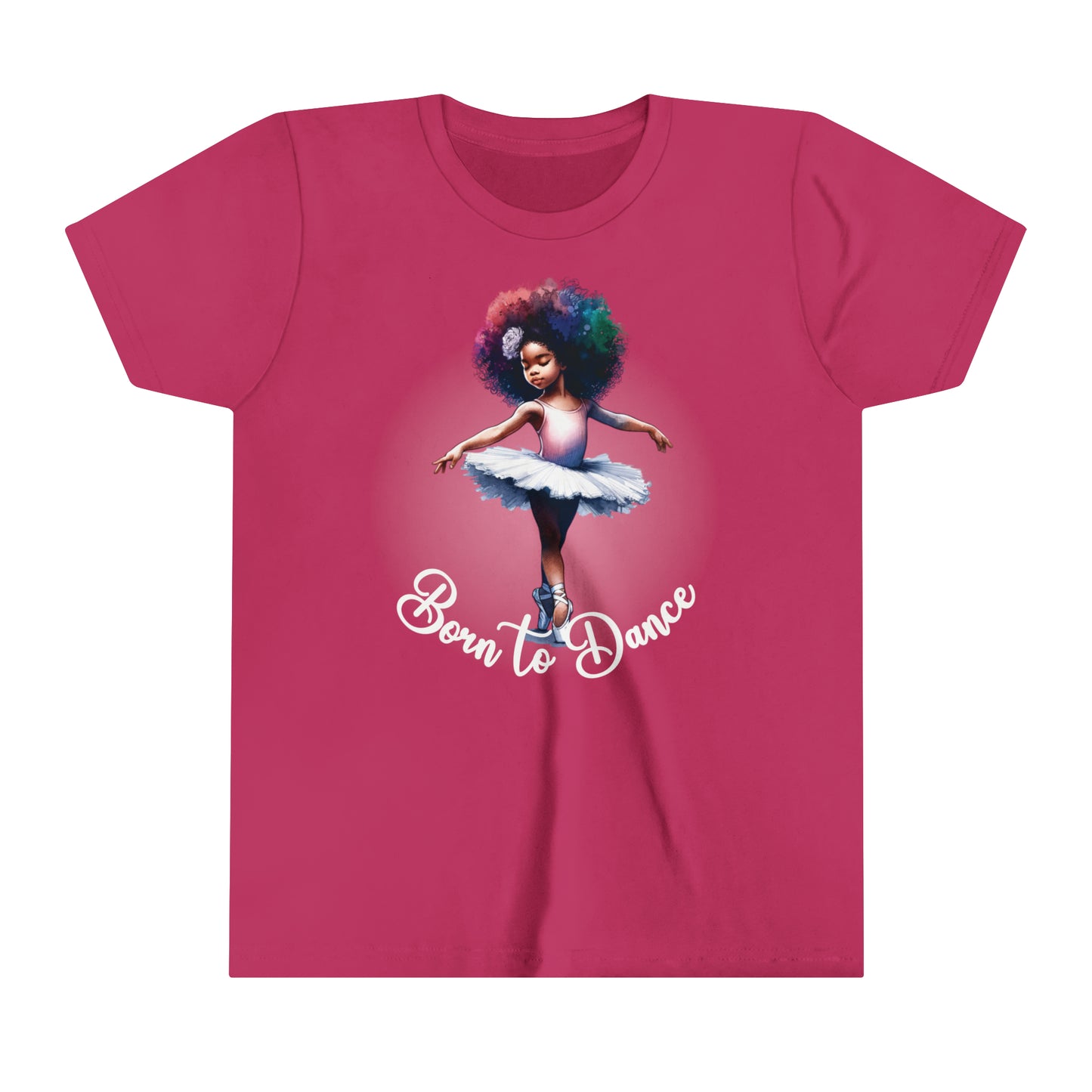 Born to Dance Graphic T-Shirt for Kids with a Cute Afro Wearing Ballerina