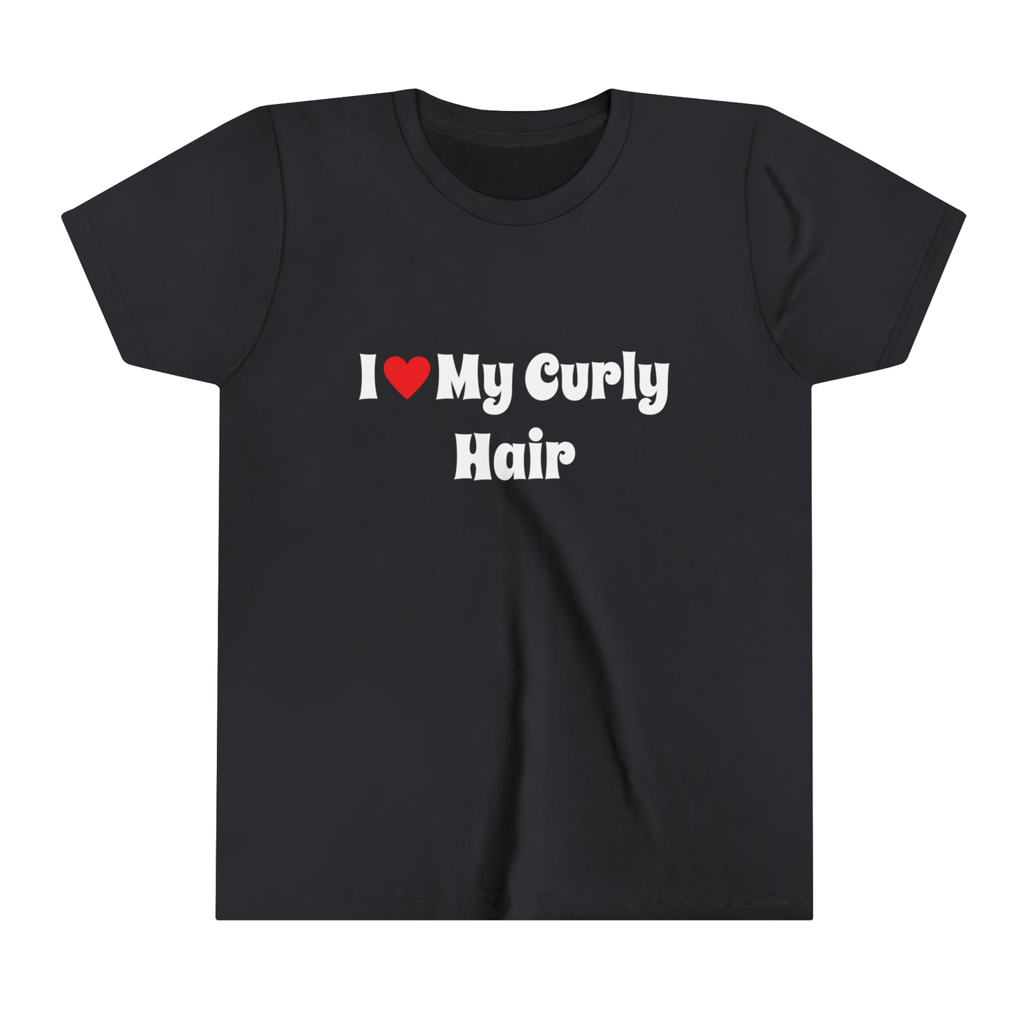 I Love My Curly Hair, Positive Affirmation Text T-Shirt for Kids