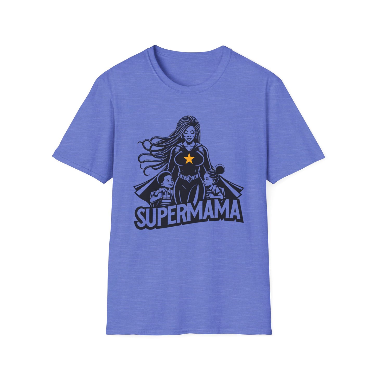 Cool Graphic T-shirt Showing a Strong Black Supermom Taking Her Kids to School