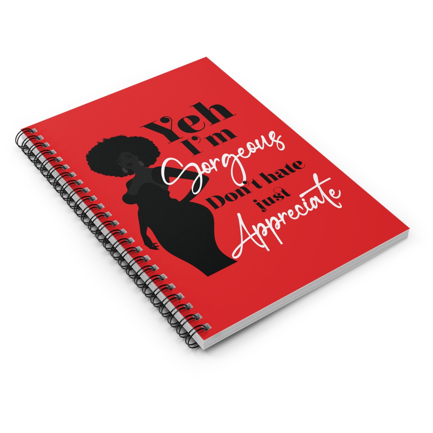 Positive Affirmation, Self Love Spiral Notebook for Curvaceous Women of Color