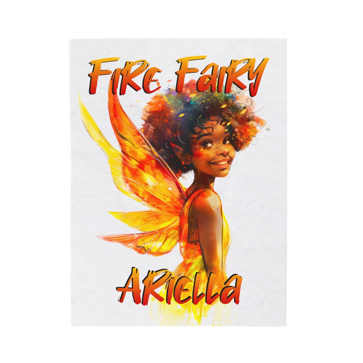 Personalized, Velveteen Microfiber, Fire Fairy Blanket for Our Brown Skinned Beauties