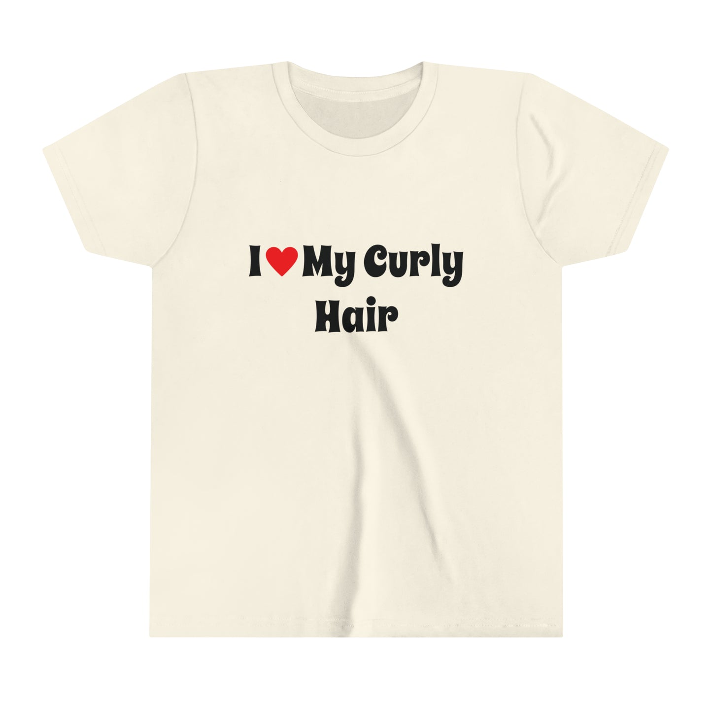I Love My Curly Hair, Positive Affirmation Text T-Shirt for Kids