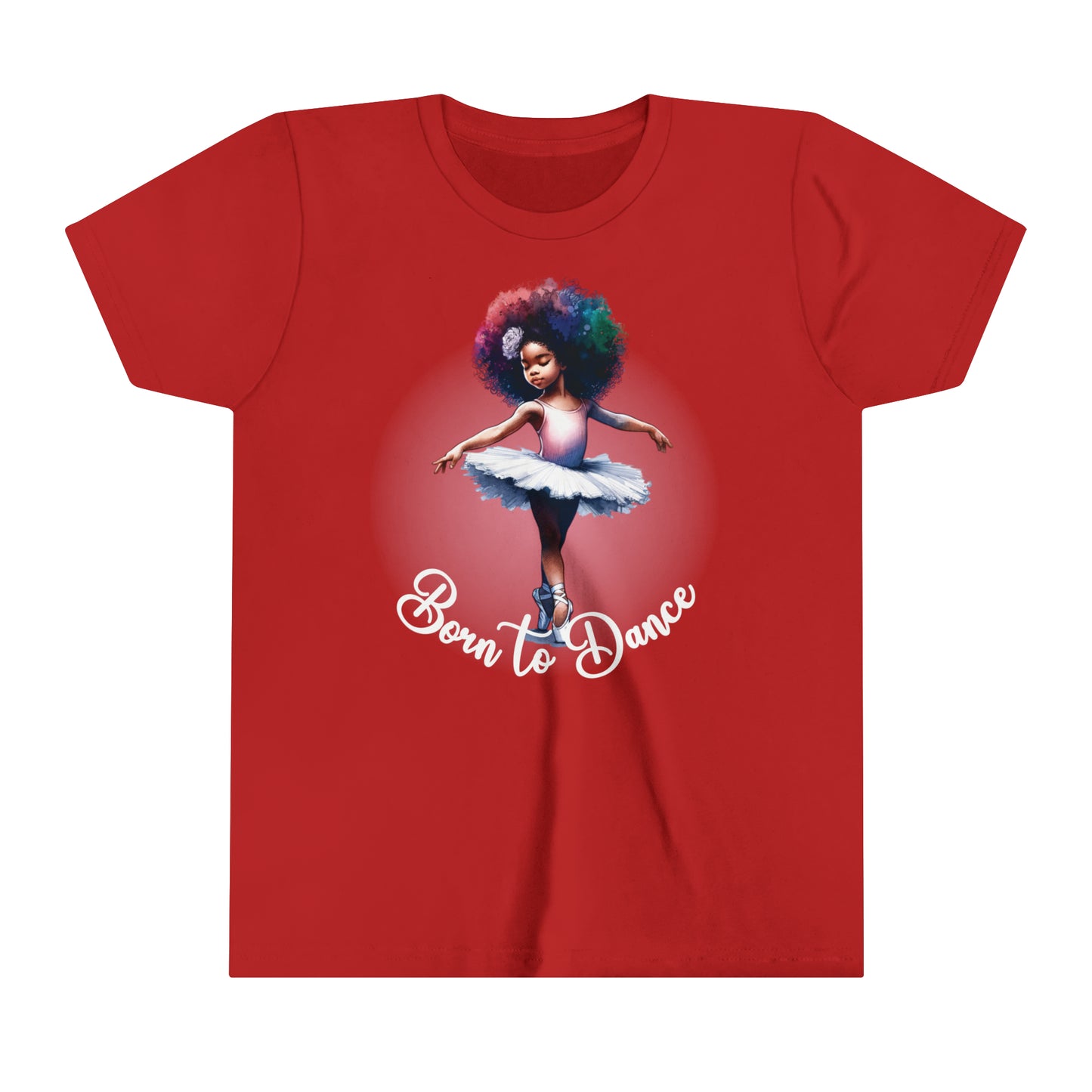 Born to Dance Graphic T-Shirt for Kids with a Cute Afro Wearing Ballerina