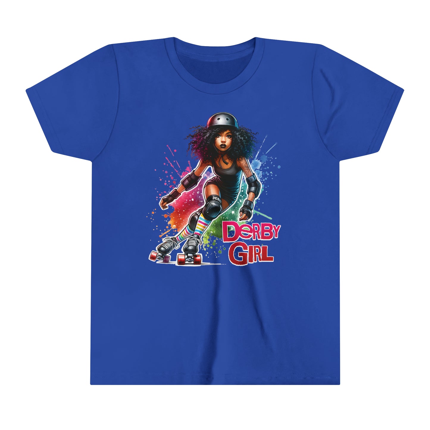 Vibrant Roller Derby Girl Short Sleeved T-Shirt for Kids