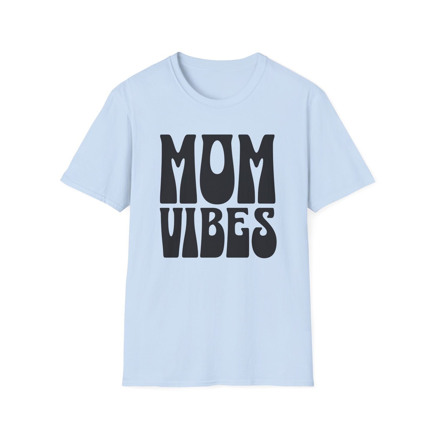 Graphic T-Shirt with Bold, Retro Text Declaring Mom Vibes.