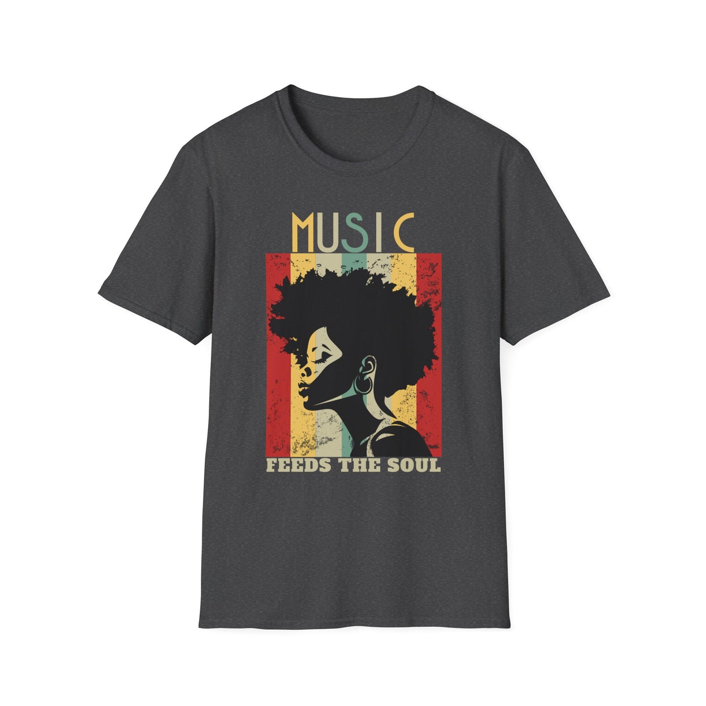 Music Feeds the Soul, Afro Caribbean Vibe T-Shirt for Music Lovers