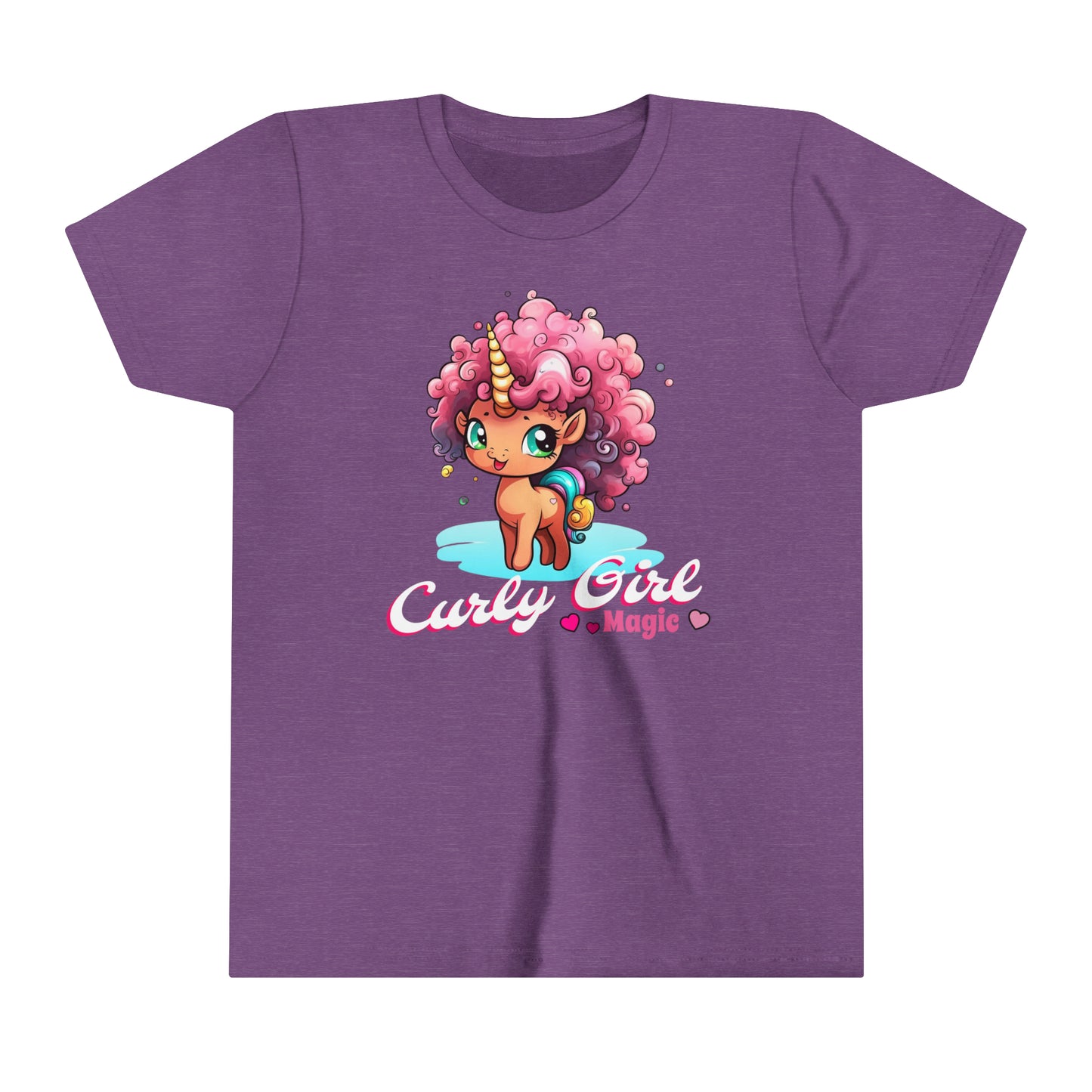 Curly Girl Magic Kids T-Shirt with a Super Cute Unicorn with Sweet Curly Hair