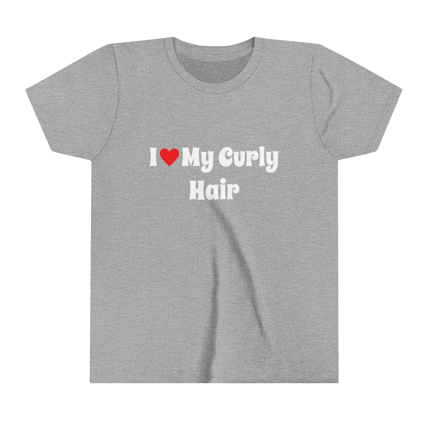I Love My Curly Hair, Positive Affirmation Text T-Shirt for Kids