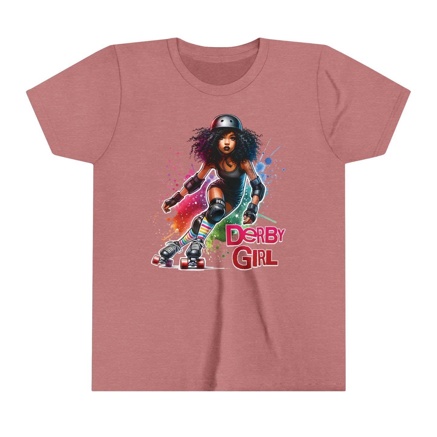 Vibrant Roller Derby Girl Short Sleeved T-Shirt for Kids