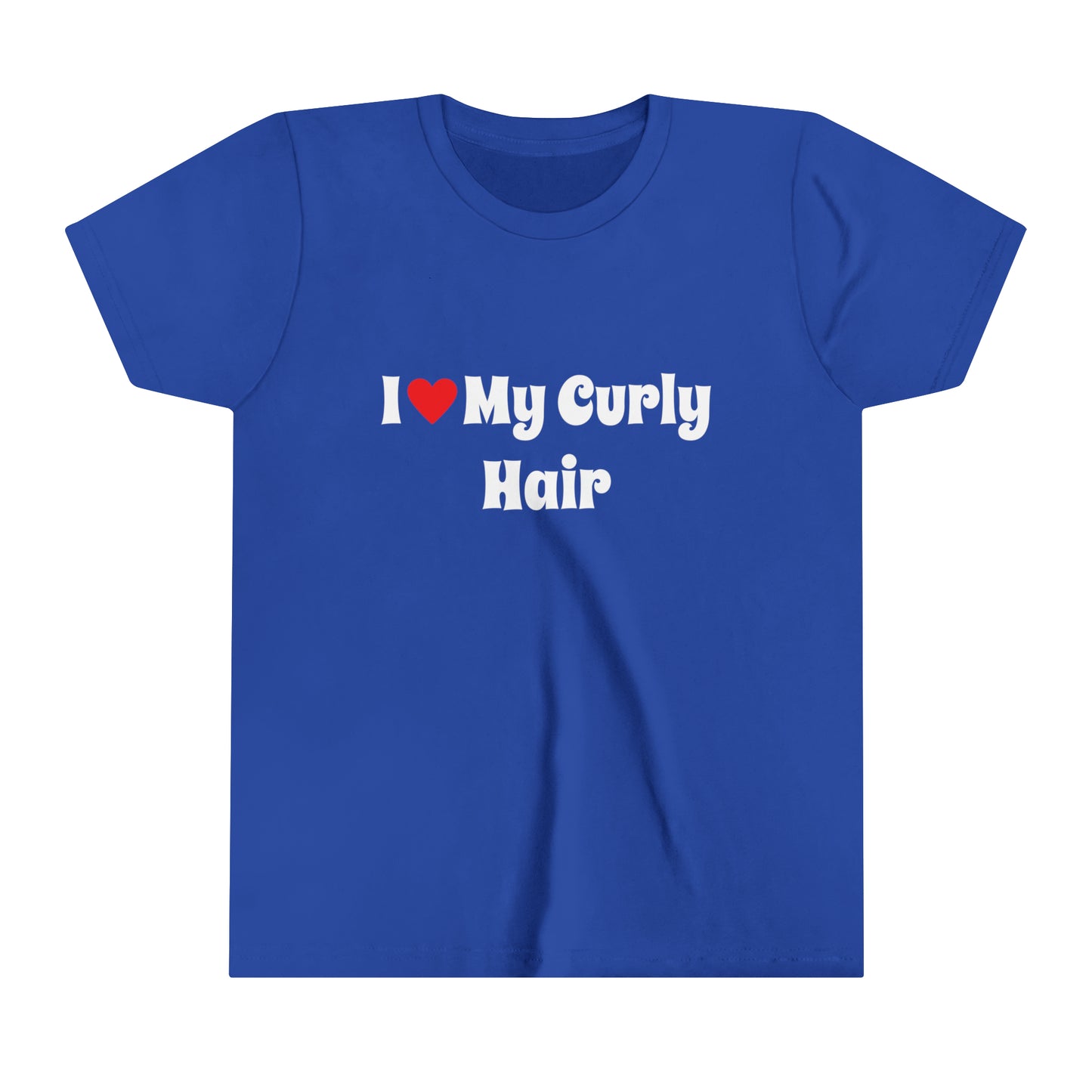I Love My Curly Hair, Positive Affirmation Text T-Shirt for Kids