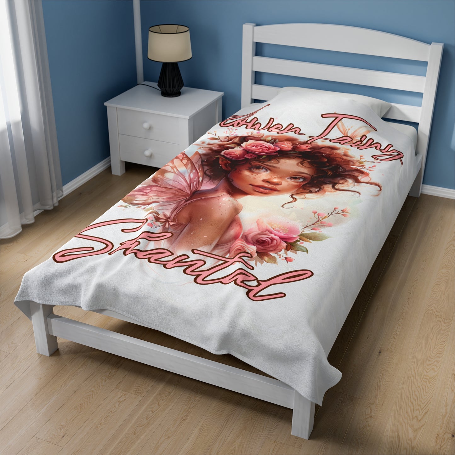 Personalized, Velveteen Microfiber, Flower Fairy Blanket for Our Brown Skinned Beauties