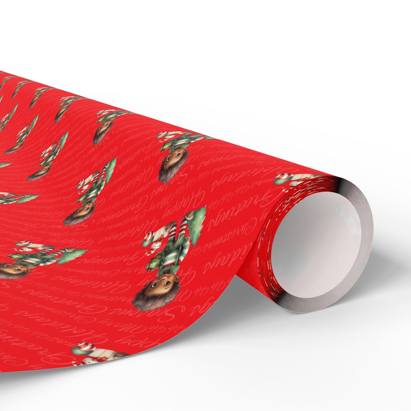Brown Skinned Holiday Elf Gift Wrap, Christmas Paper Roll, Festive Present Packaging