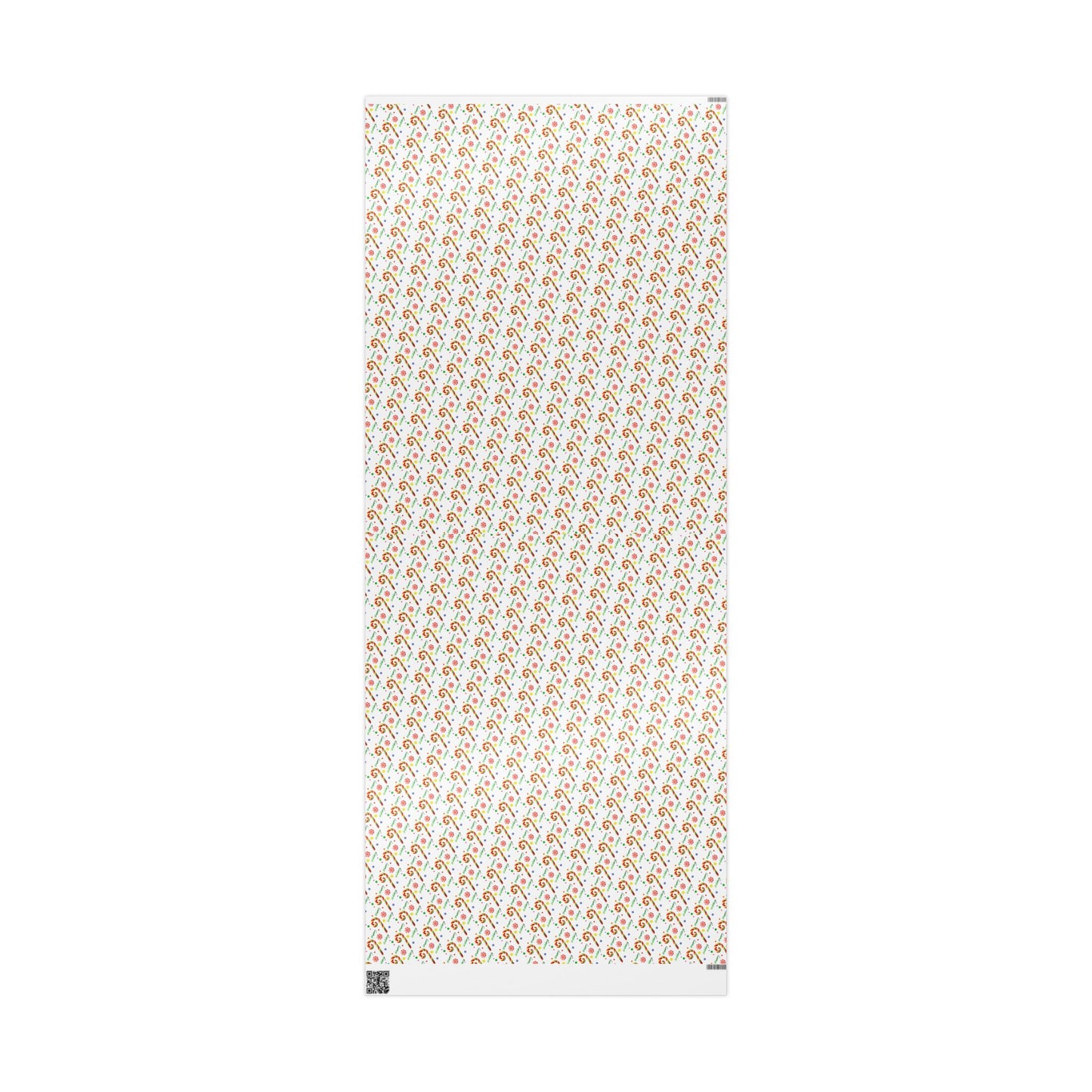 Christmas paper with red and white peppermint candy and ice gold and green coloured candy canes.