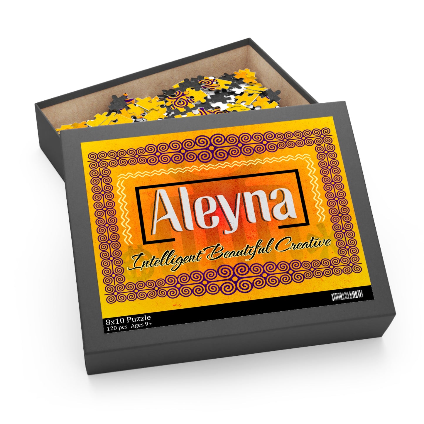 Personalized Custom Name Jigsaw Puzzle Adorned with Beautiful African Adinkra symbols.