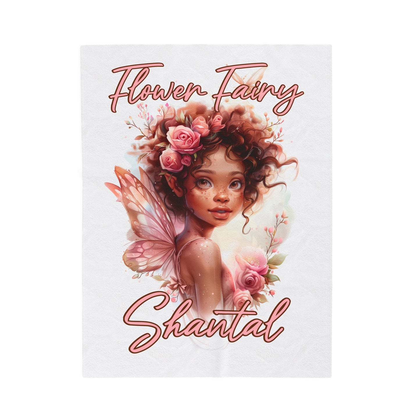 Personalized, Velveteen Microfiber, Flower Fairy Blanket for Our Brown Skinned Beauties