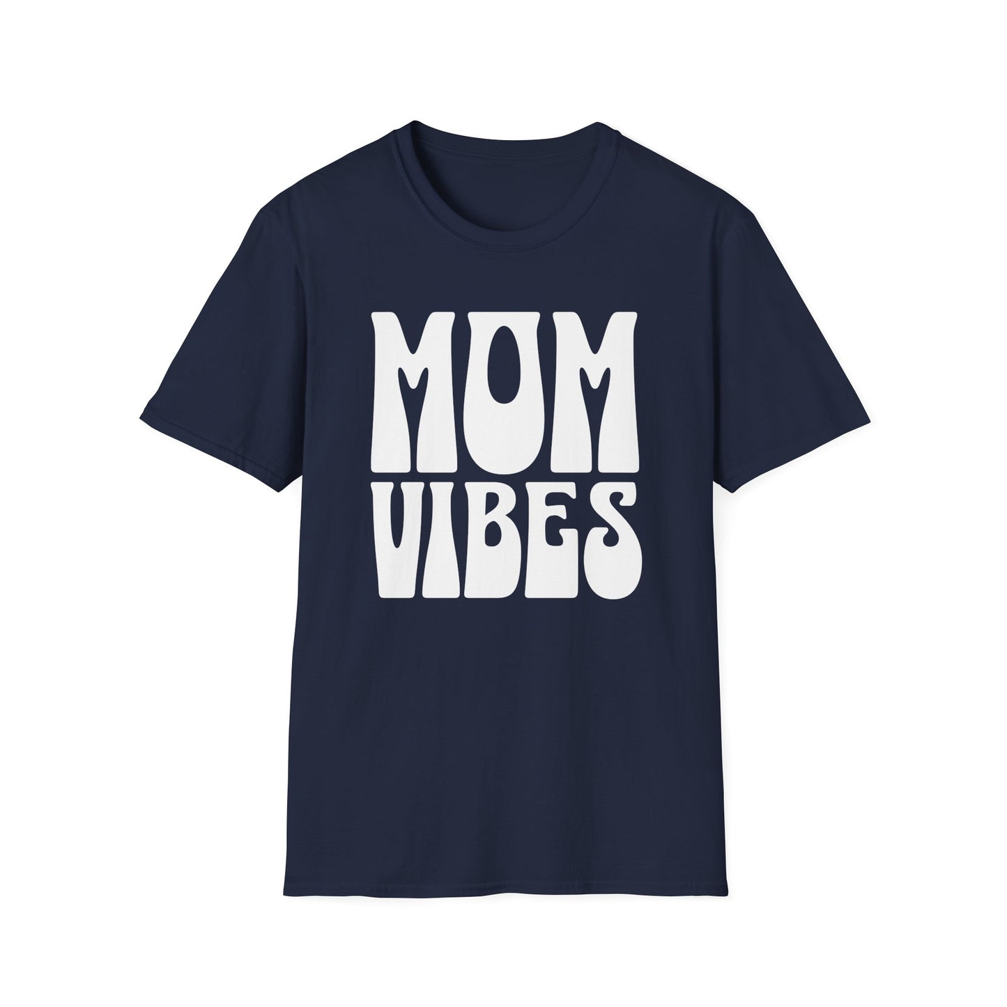 Graphic T-Shirt with Bold, Retro Text Declaring Mom Vibes.