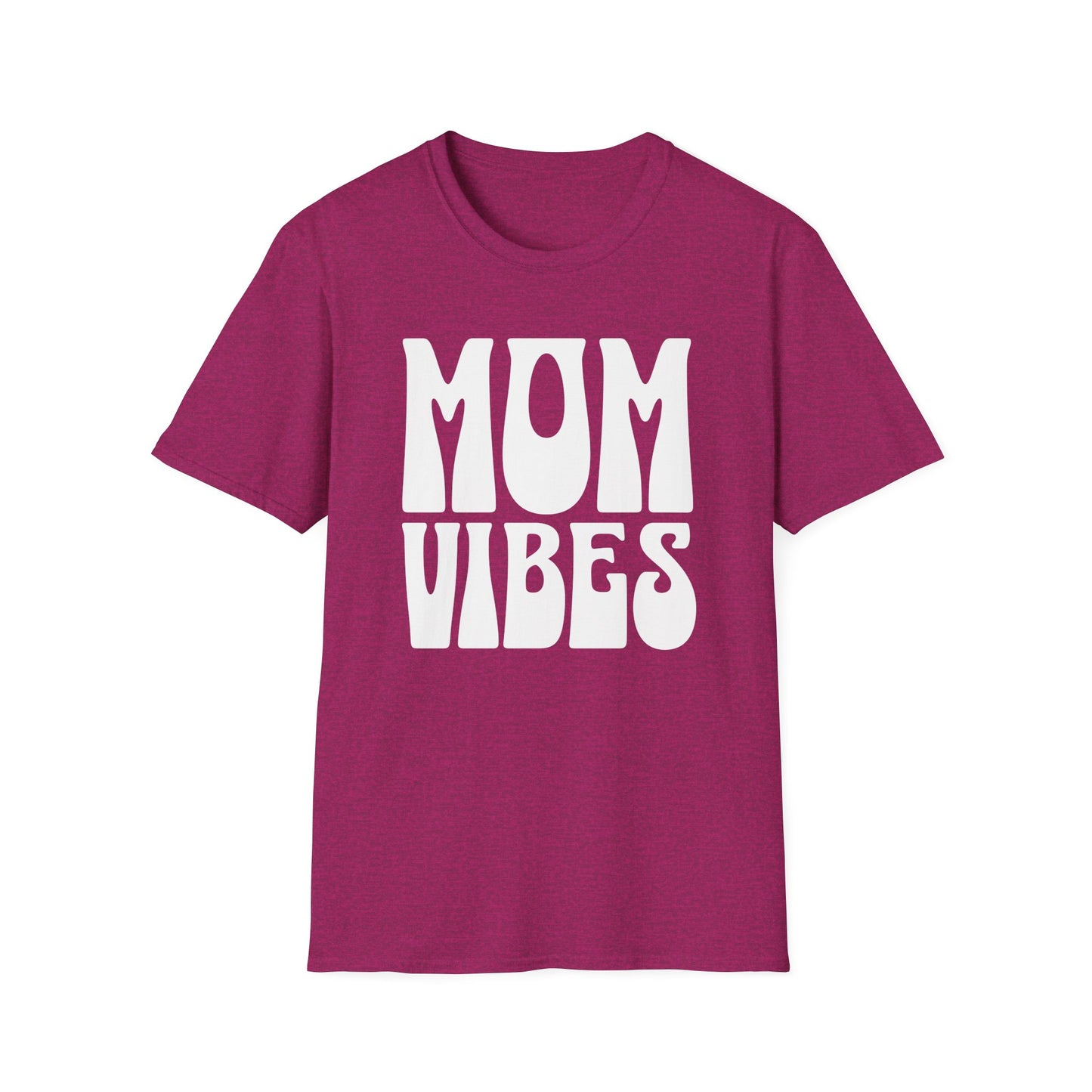 Graphic T-Shirt with Bold, Retro Text Declaring Mom Vibes.