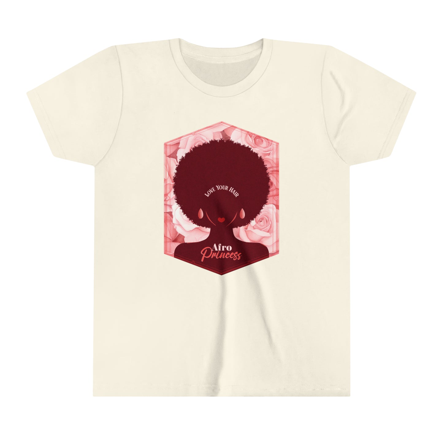 Afro Princess, Love Your Hair, Positive Affirmation Graphic T-Shirt for Kids.