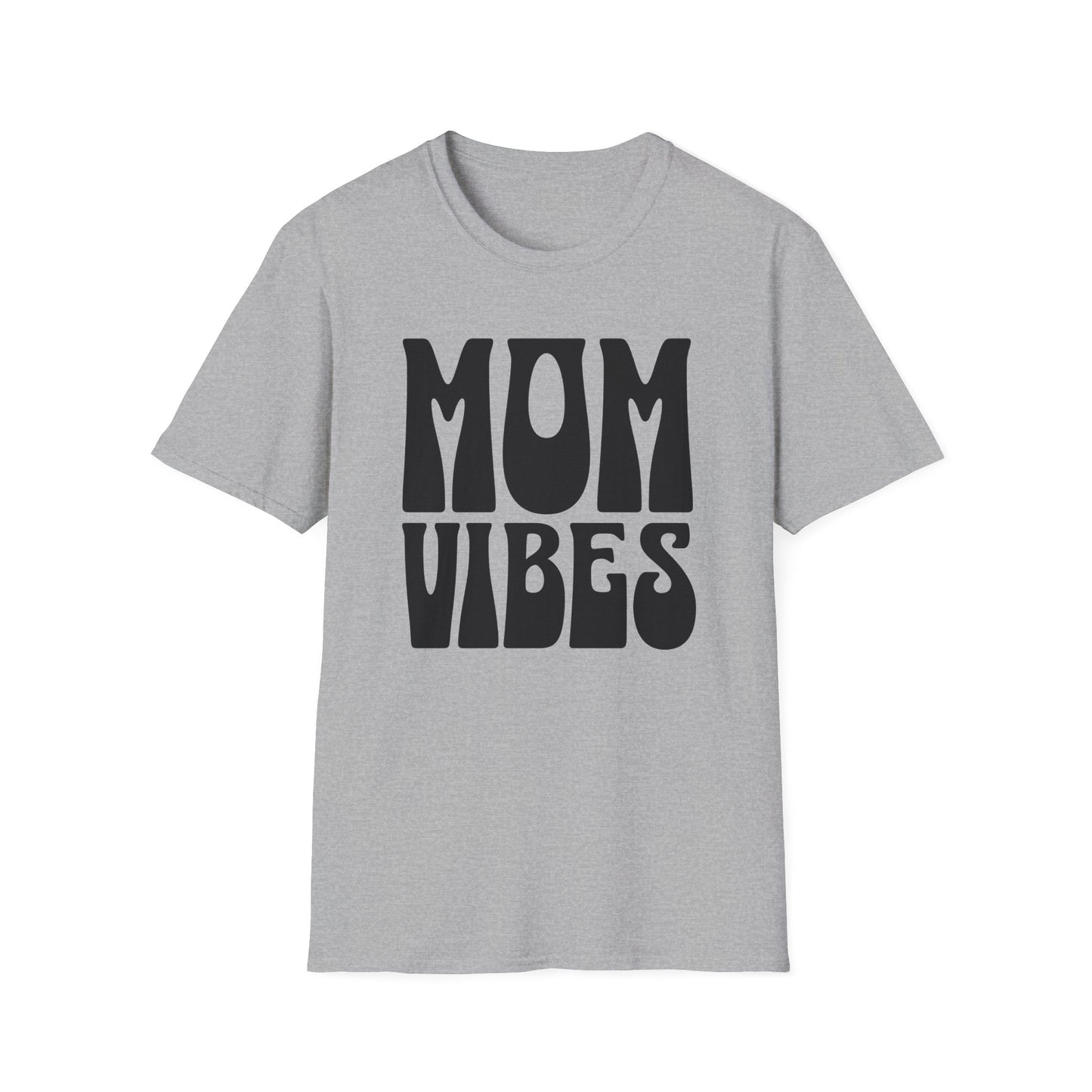Graphic T-Shirt with Bold, Retro Text Declaring Mom Vibes.