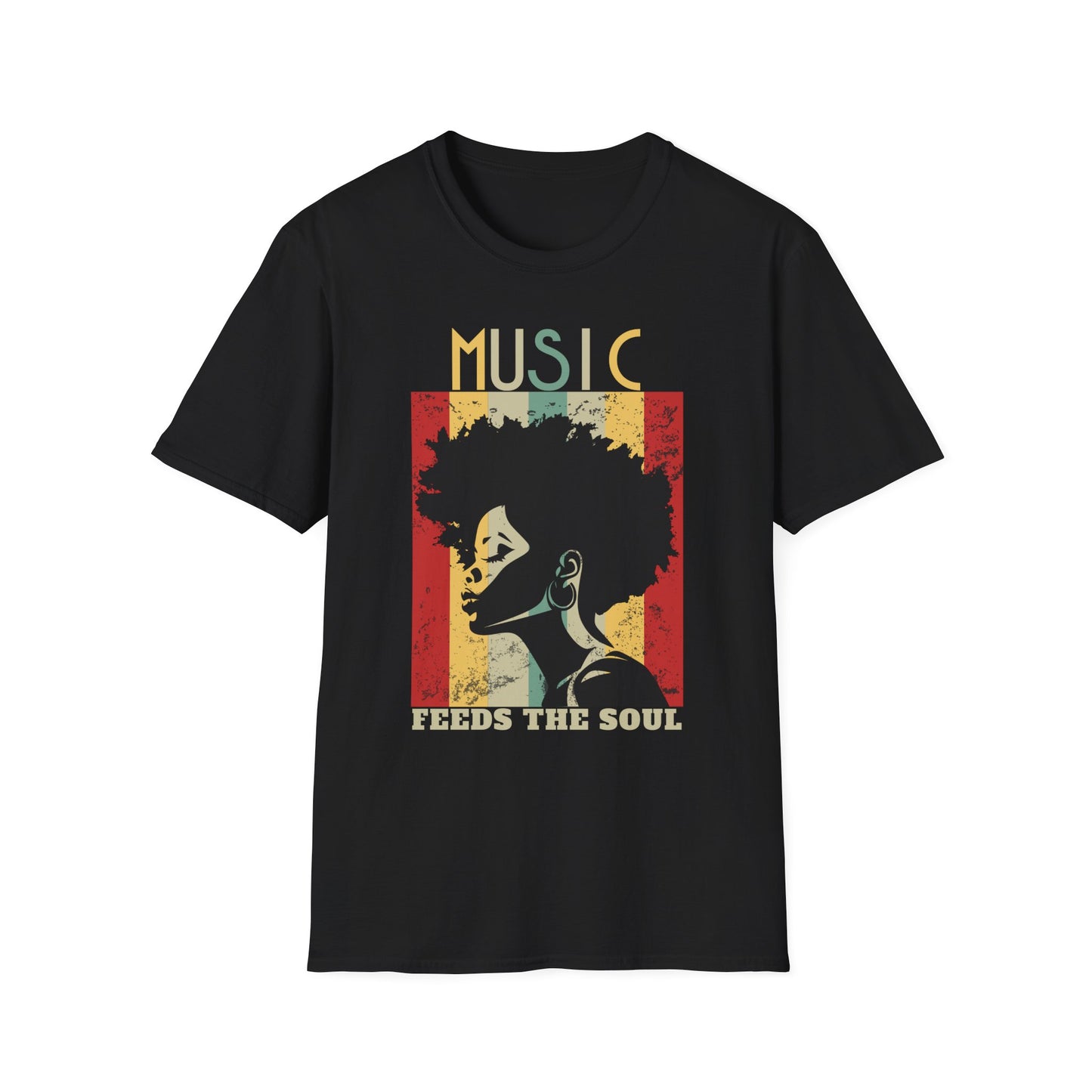 Music Feeds the Soul, Afro Caribbean Vibe T-Shirt for Music Lovers