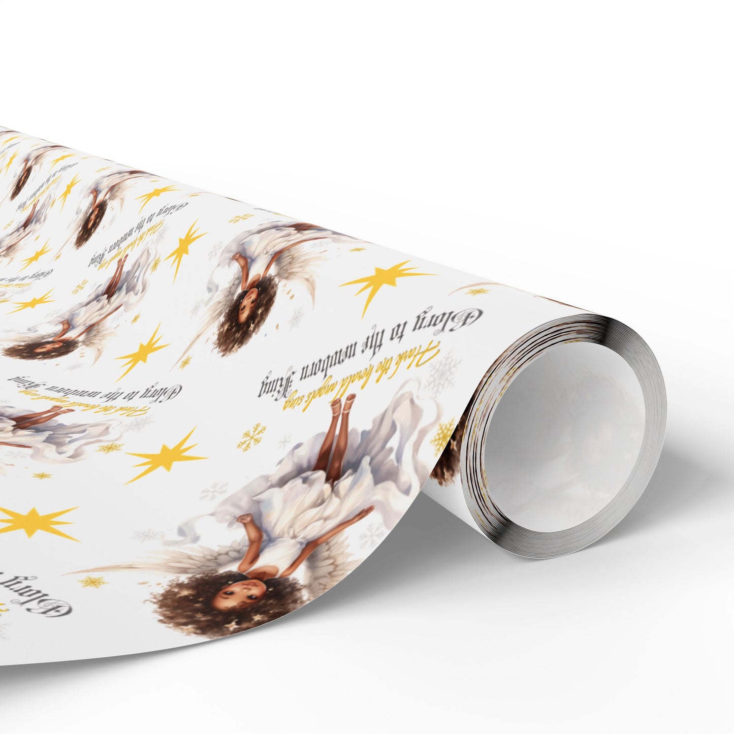 Brown Skinned Angel Festive Gift Wrap Paper, Religious Holiday Paper