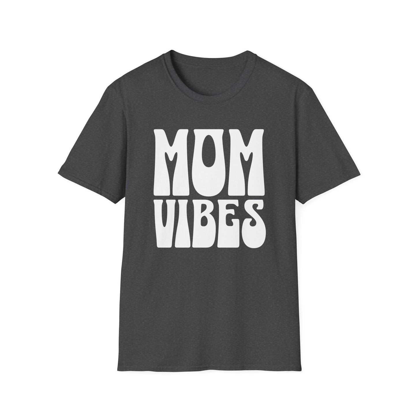 Graphic T-Shirt with Bold, Retro Text Declaring Mom Vibes.