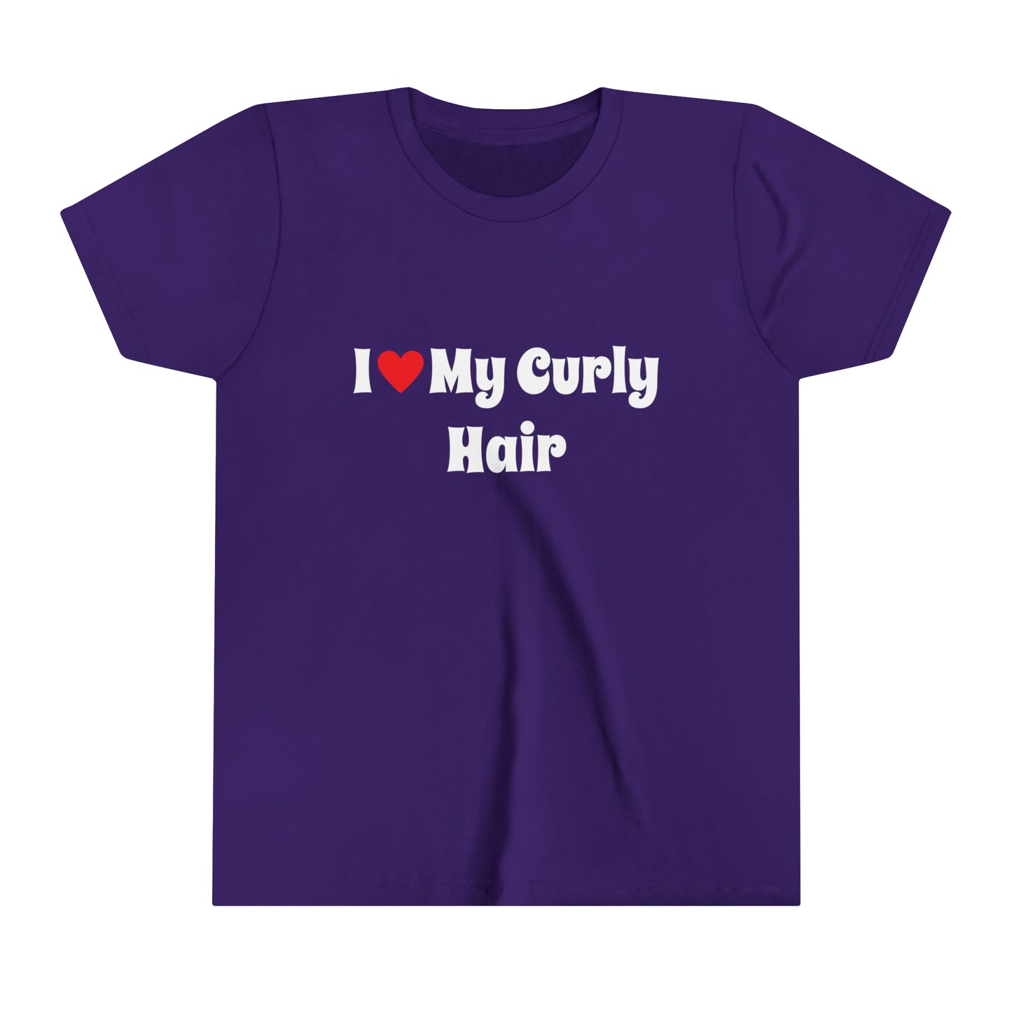 I Love My Curly Hair, Positive Affirmation Text T-Shirt for Kids