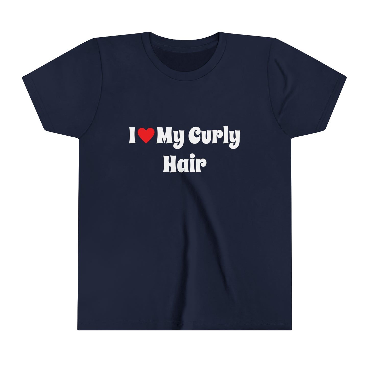 I Love My Curly Hair, Positive Affirmation Text T-Shirt for Kids