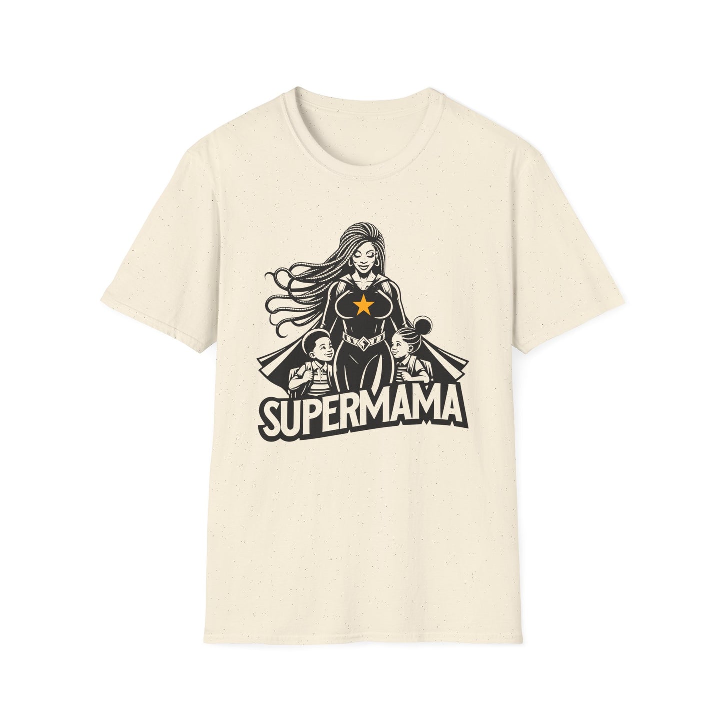 Cool Graphic T-shirt Showing a Strong Black Supermom Taking Her Kids to School