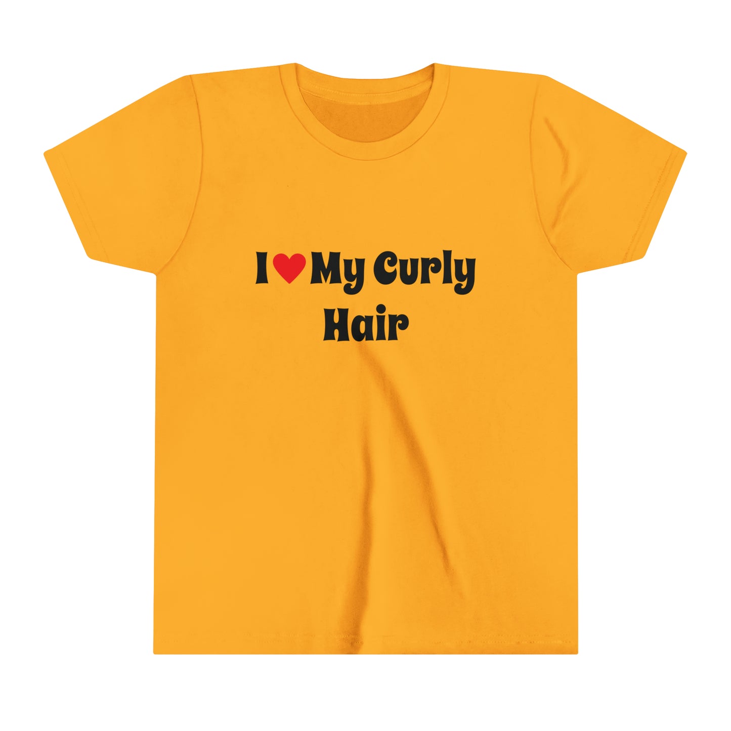 I Love My Curly Hair, Positive Affirmation Text T-Shirt for Kids