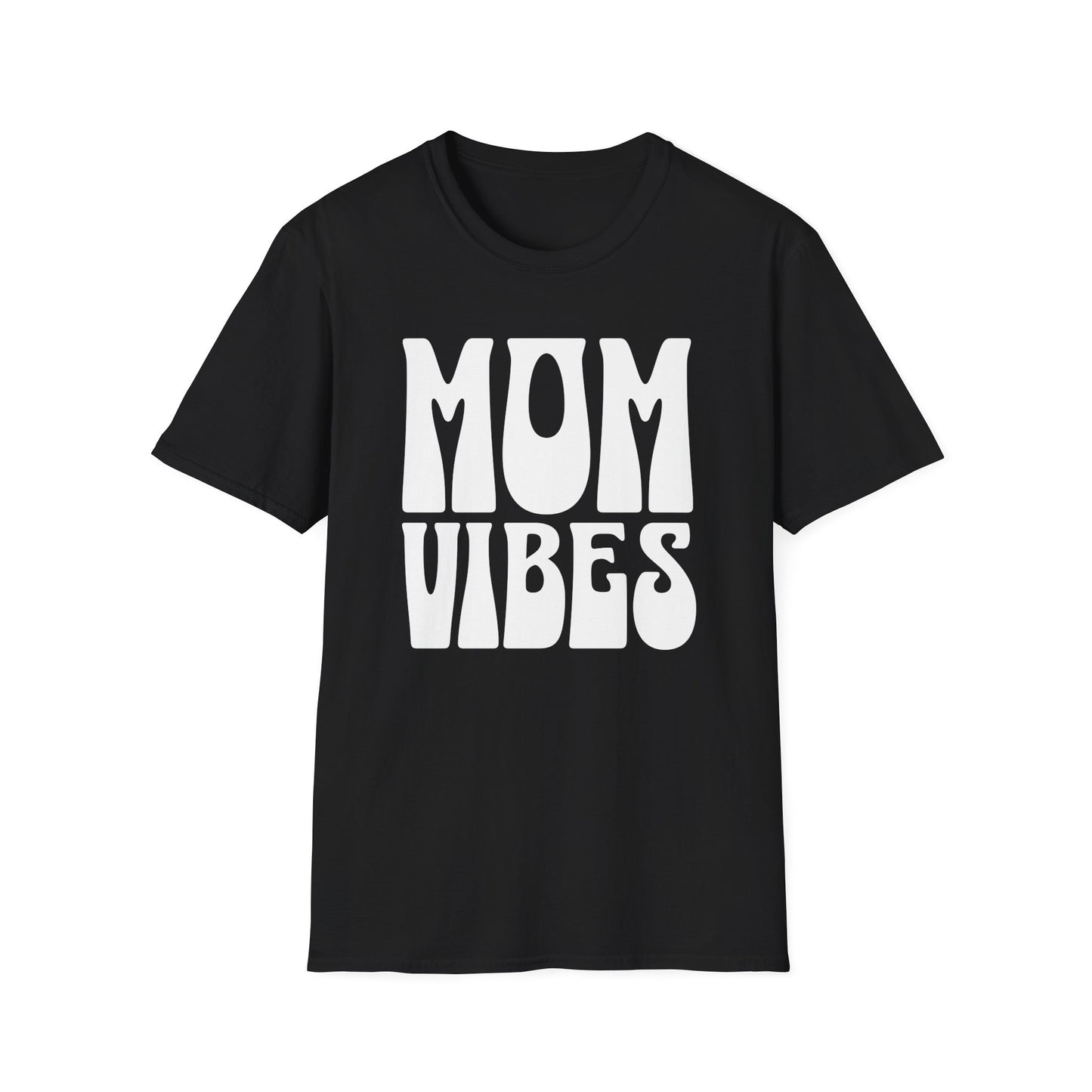 Graphic T-Shirt with Bold, Retro Text Declaring Mom Vibes.