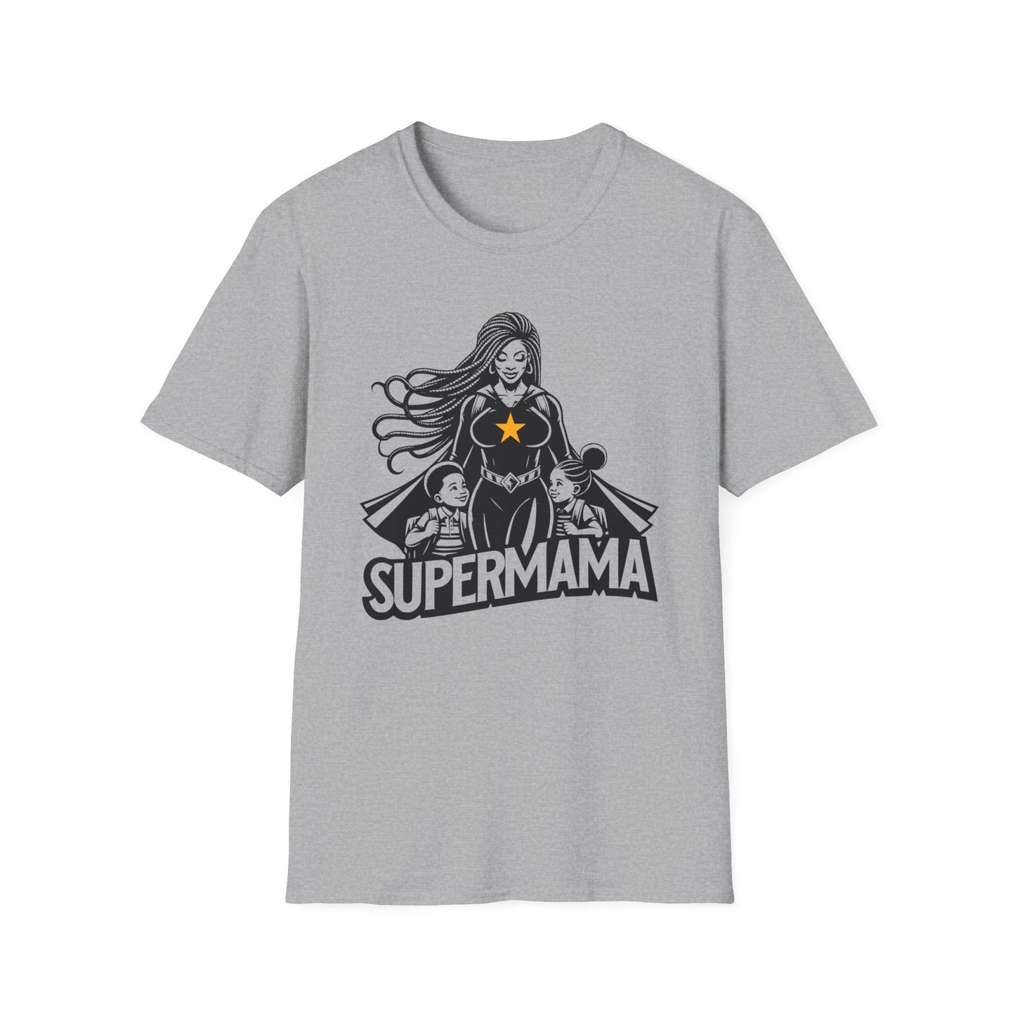 Cool Graphic T-shirt Showing a Strong Black Supermom Taking Her Kids to School