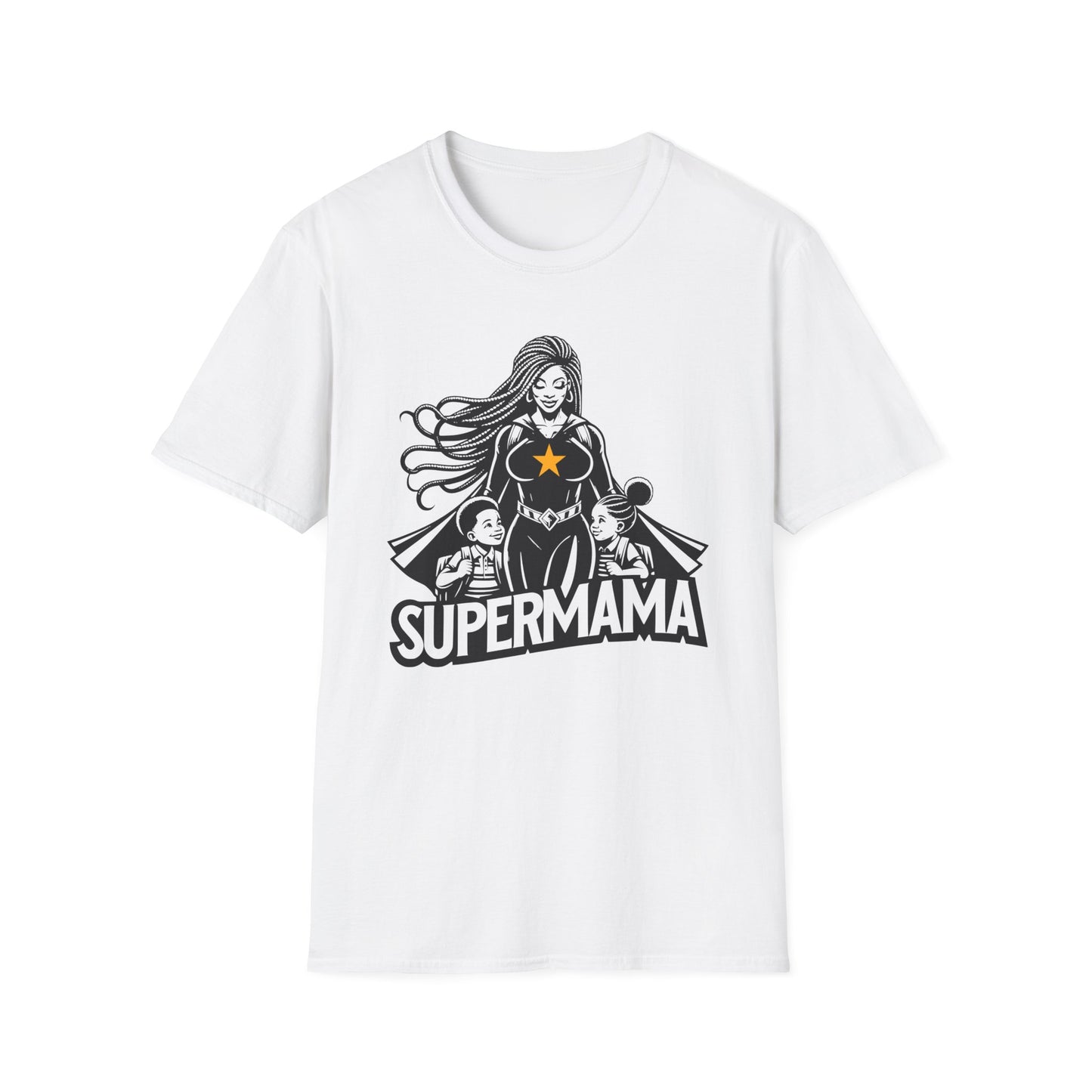 Cool Graphic T-shirt Showing a Strong Black Supermom Taking Her Kids to School