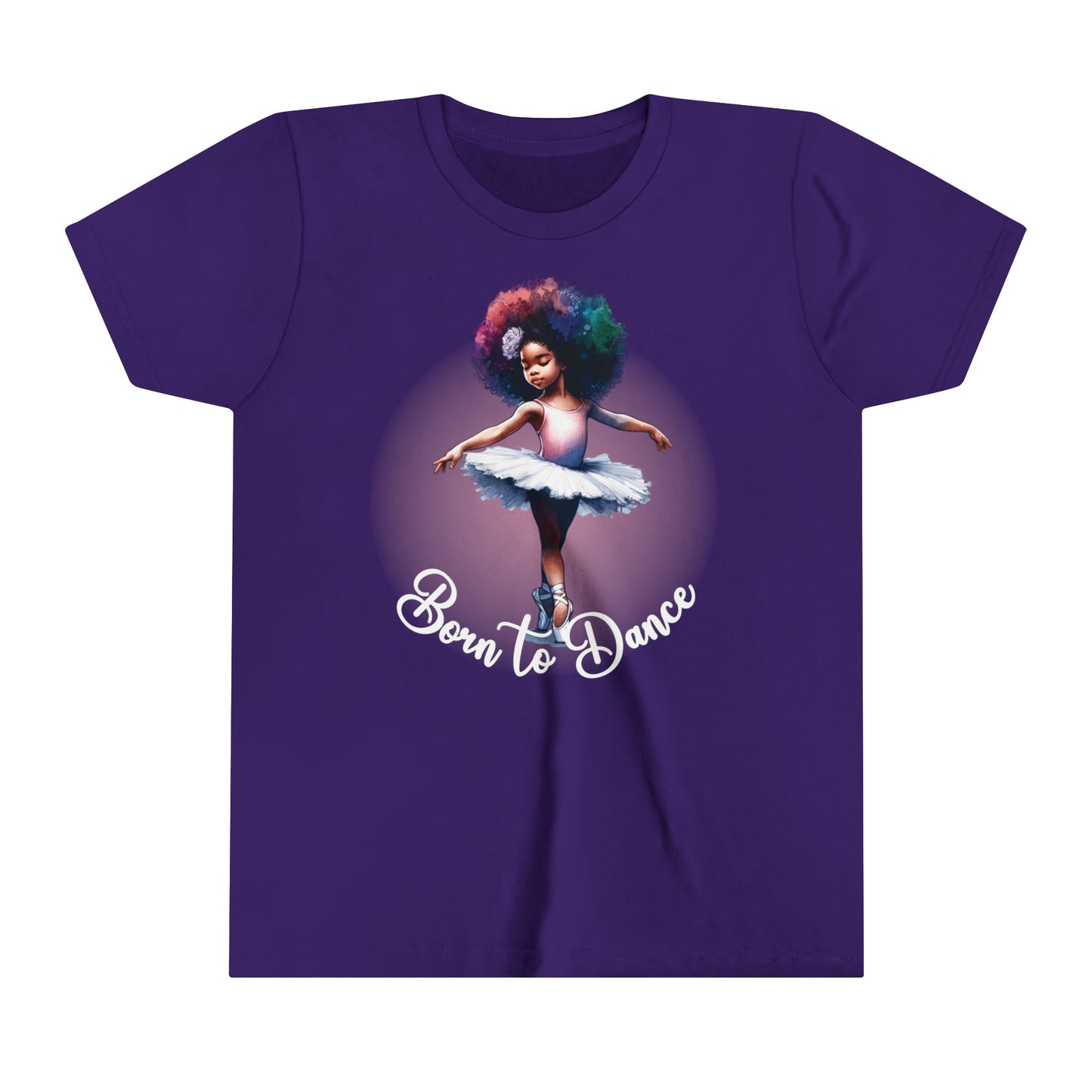 Born to Dance Graphic T-Shirt for Kids with a Cute Afro Wearing Ballerina