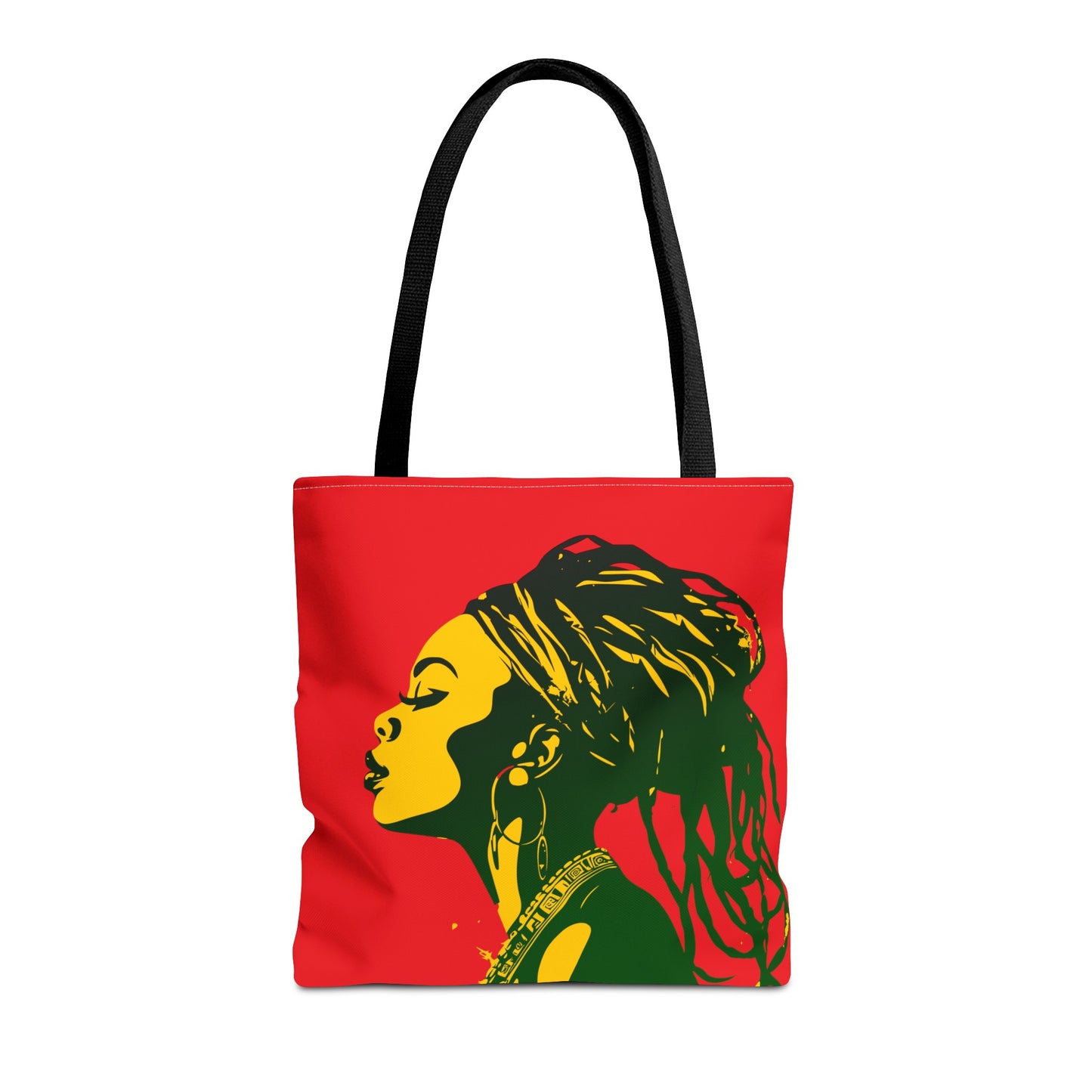 Tote Bag with Vibrant Image of a Powerful Black Woman with Locs