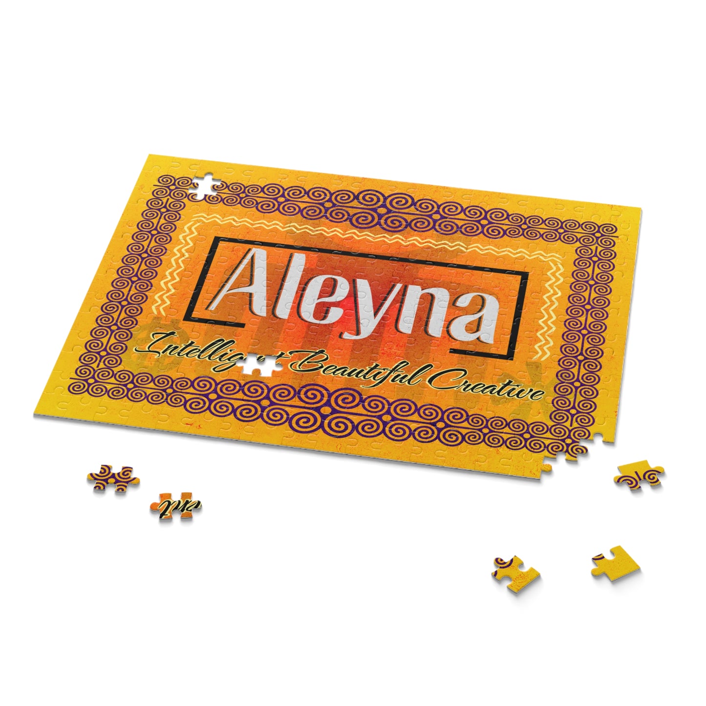 Personalized Custom Name Jigsaw Puzzle Adorned with Beautiful African Adinkra symbols.