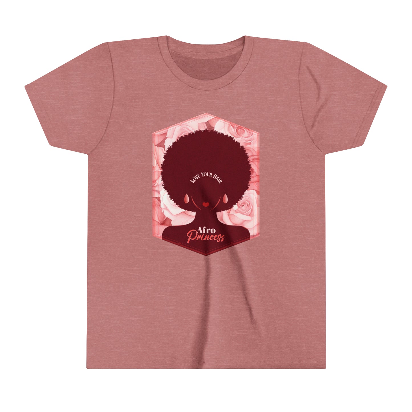 Afro Princess, Love Your Hair, Positive Affirmation Graphic T-Shirt for Kids.