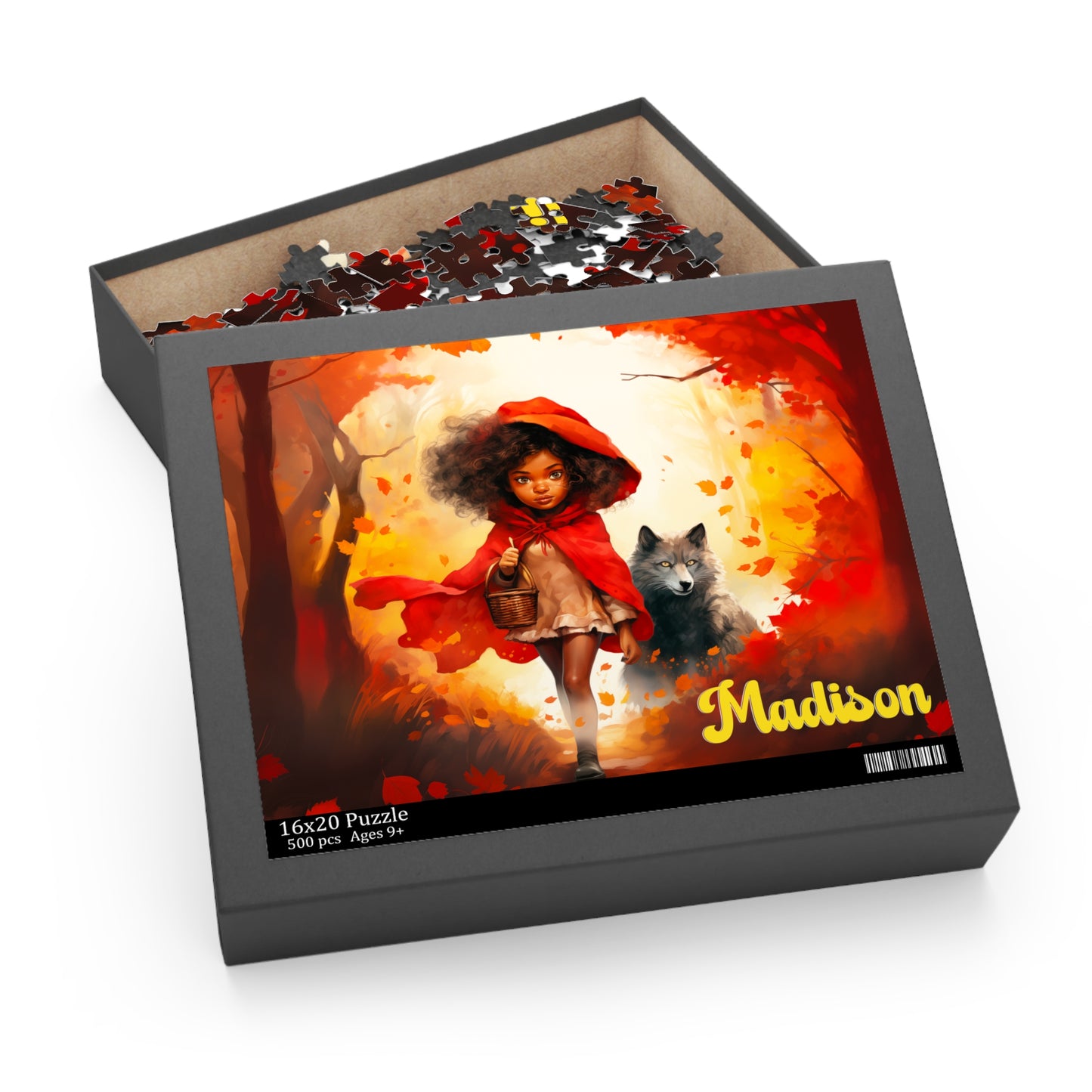 Personalized Children’s Jigsaw Puzzle with a Melanated Little Red Riding Hood