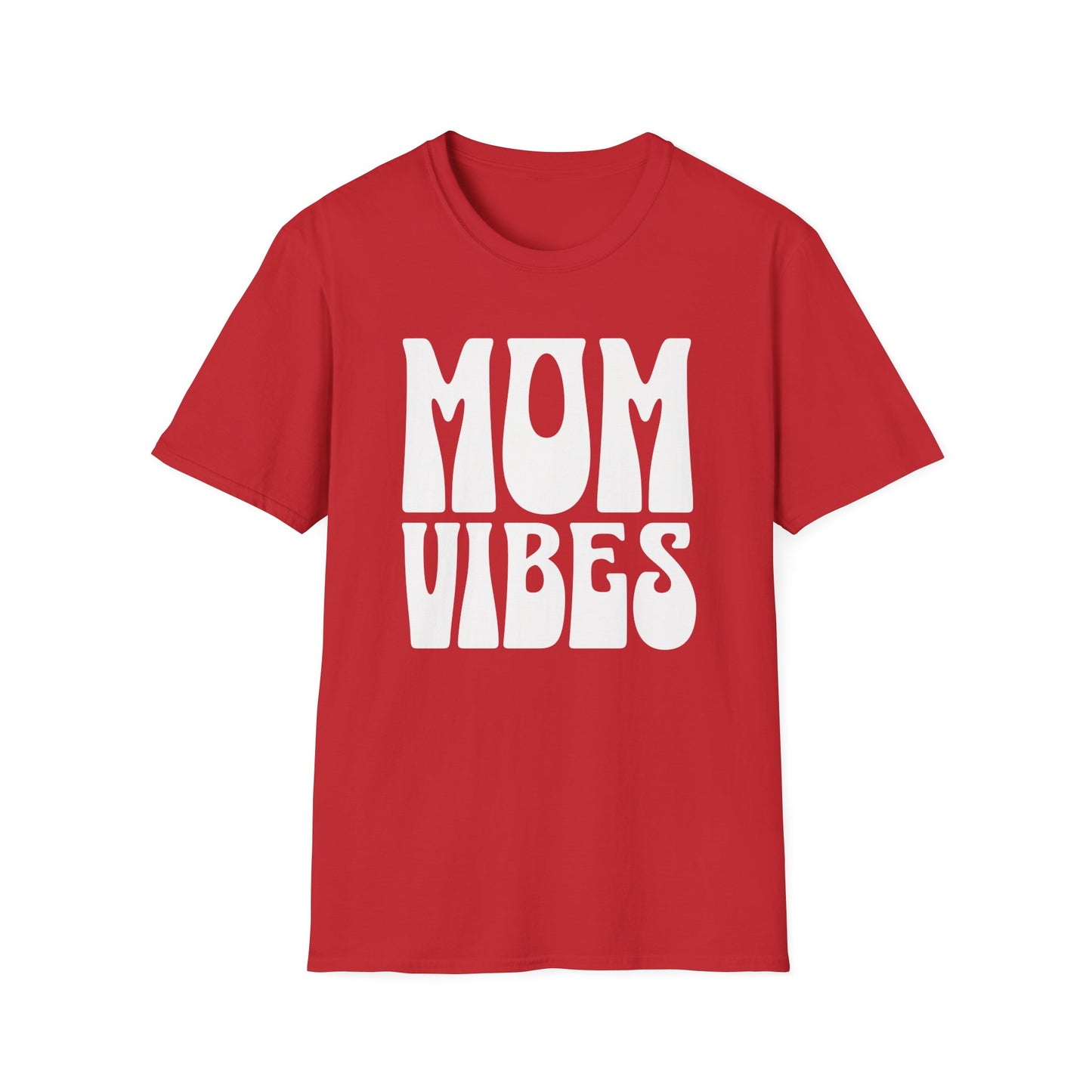 Graphic T-Shirt with Bold, Retro Text Declaring Mom Vibes.