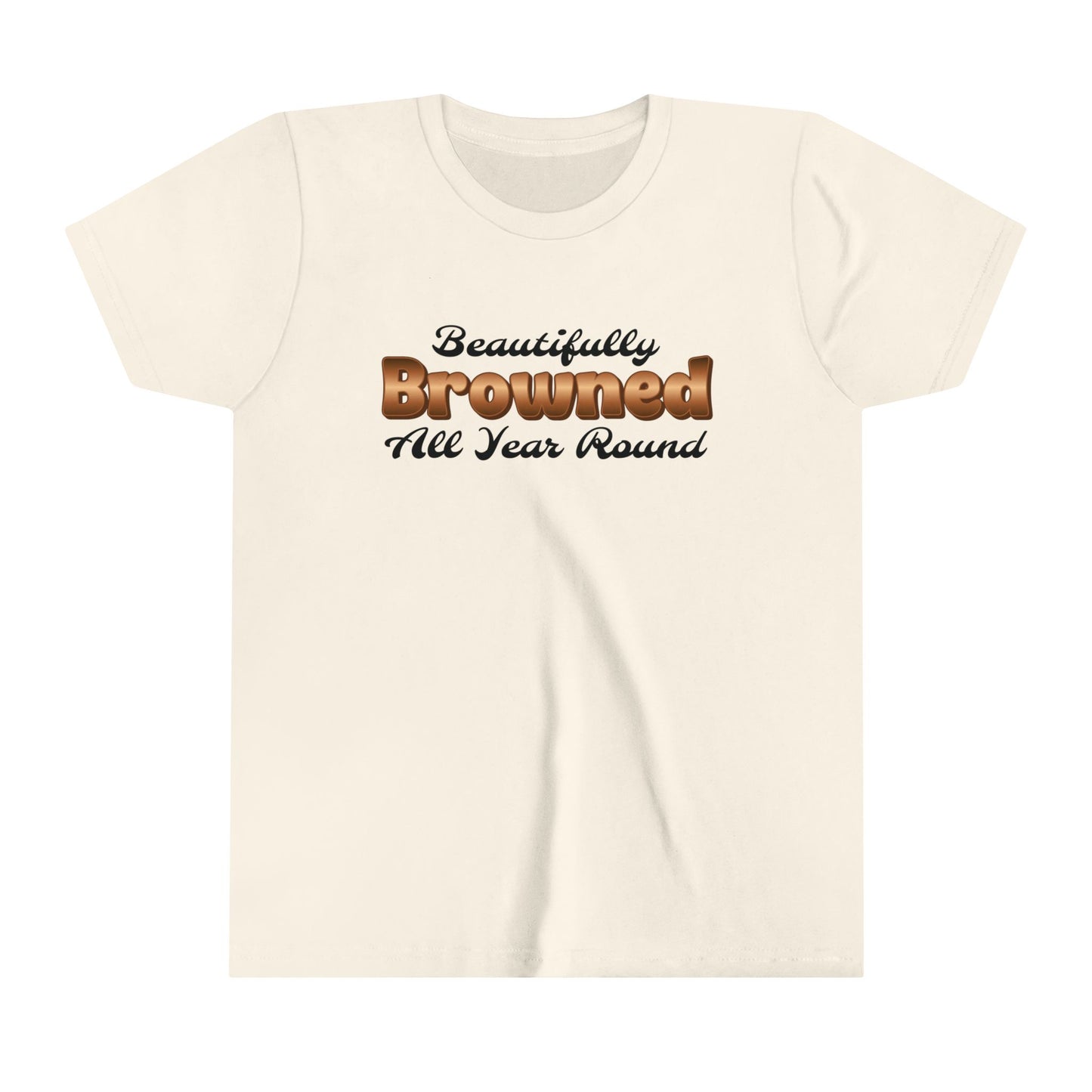 Kids Summer T-Shirt. Beautifully Browned All Year Round Text Tee