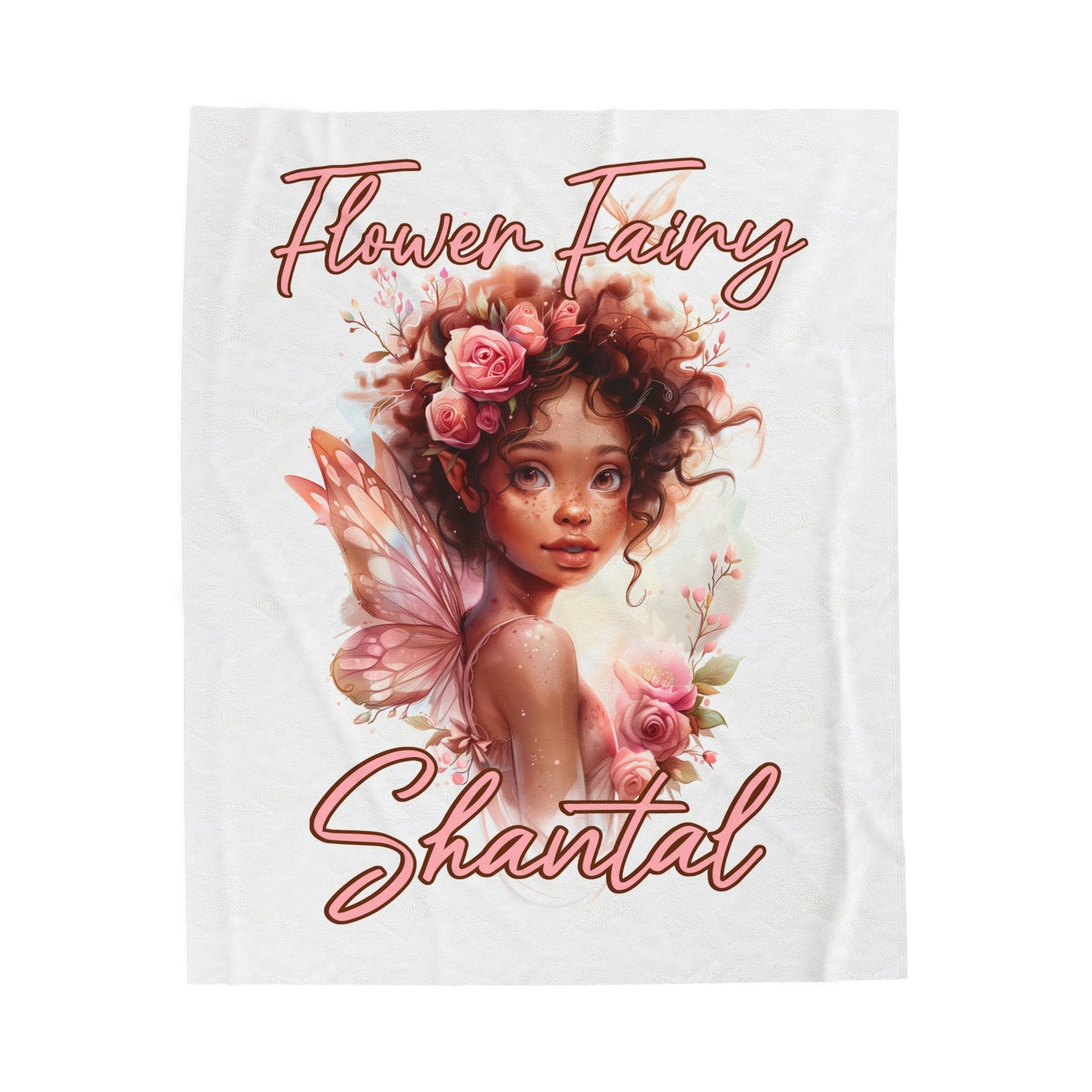 Personalized, Velveteen Microfiber, Flower Fairy Blanket for Our Brown Skinned Beauties