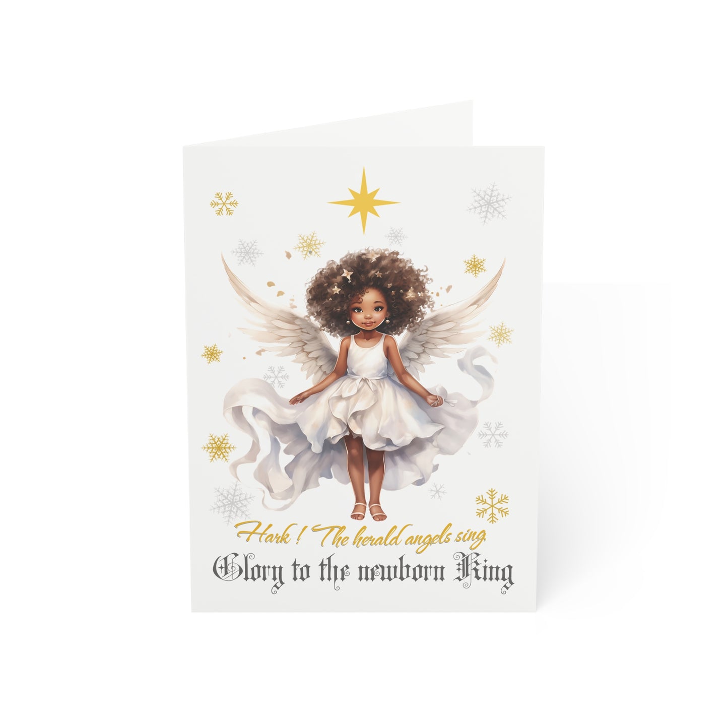 African American Christmas Cards with Black Angel, Hark the Heralds Angels Sing