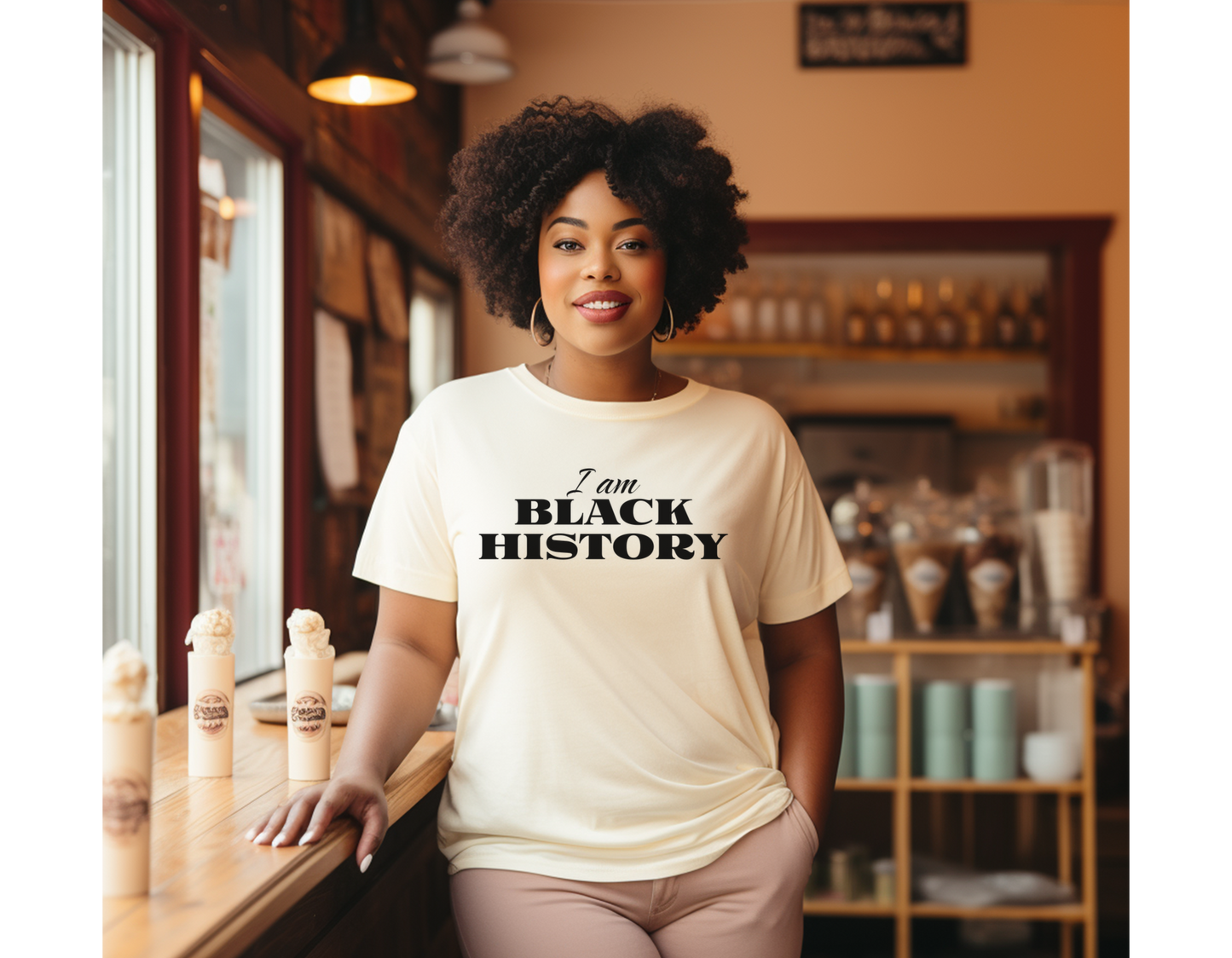 Black History Month Minimal Text T-Shirt. I am Black History.